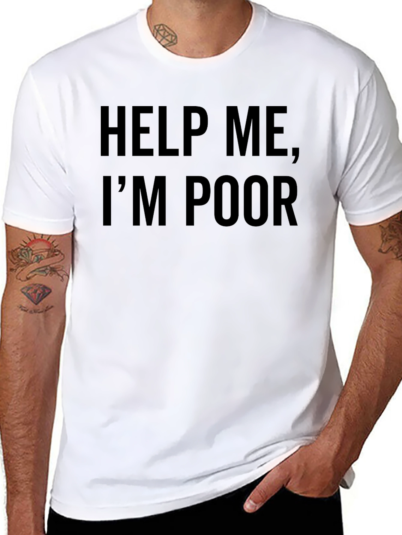 Black Help Me, I'm Poor Funny T-Shirt view 8