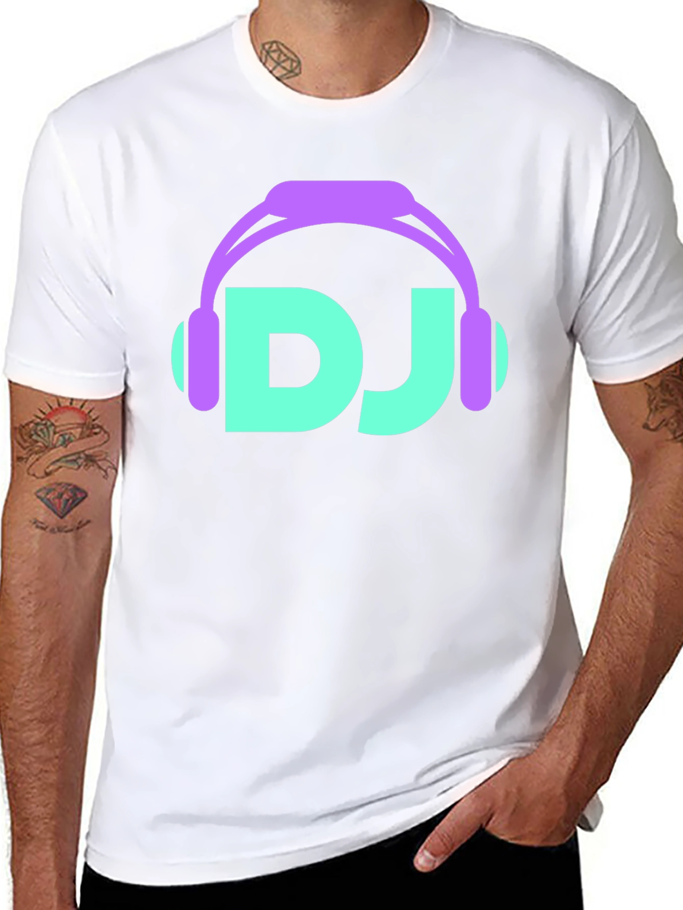 Black DJ Headphones Graphic T-Shirt - Black view 8