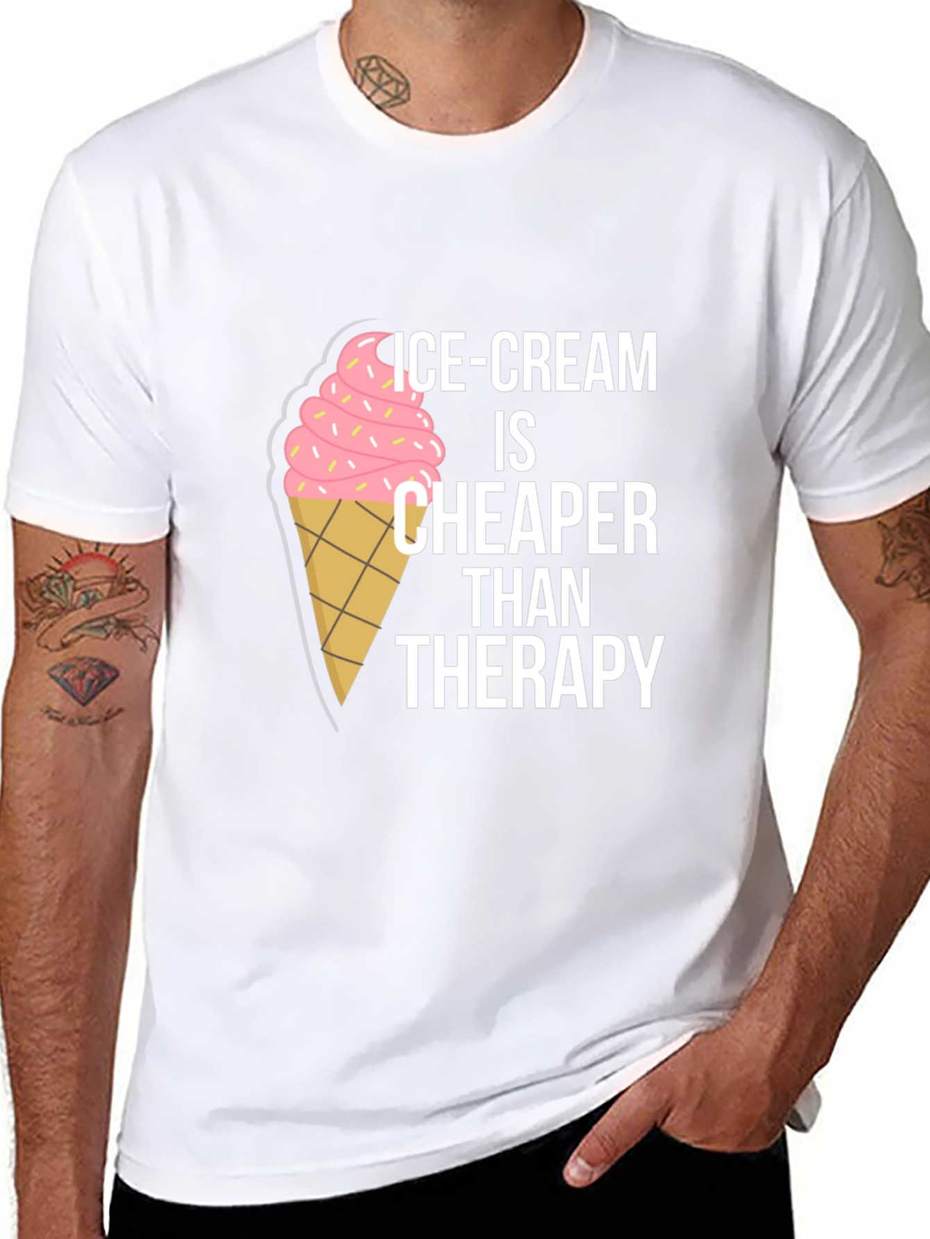 Black Ice Cream Cheaper Than Therapy Graphic Tee view 8