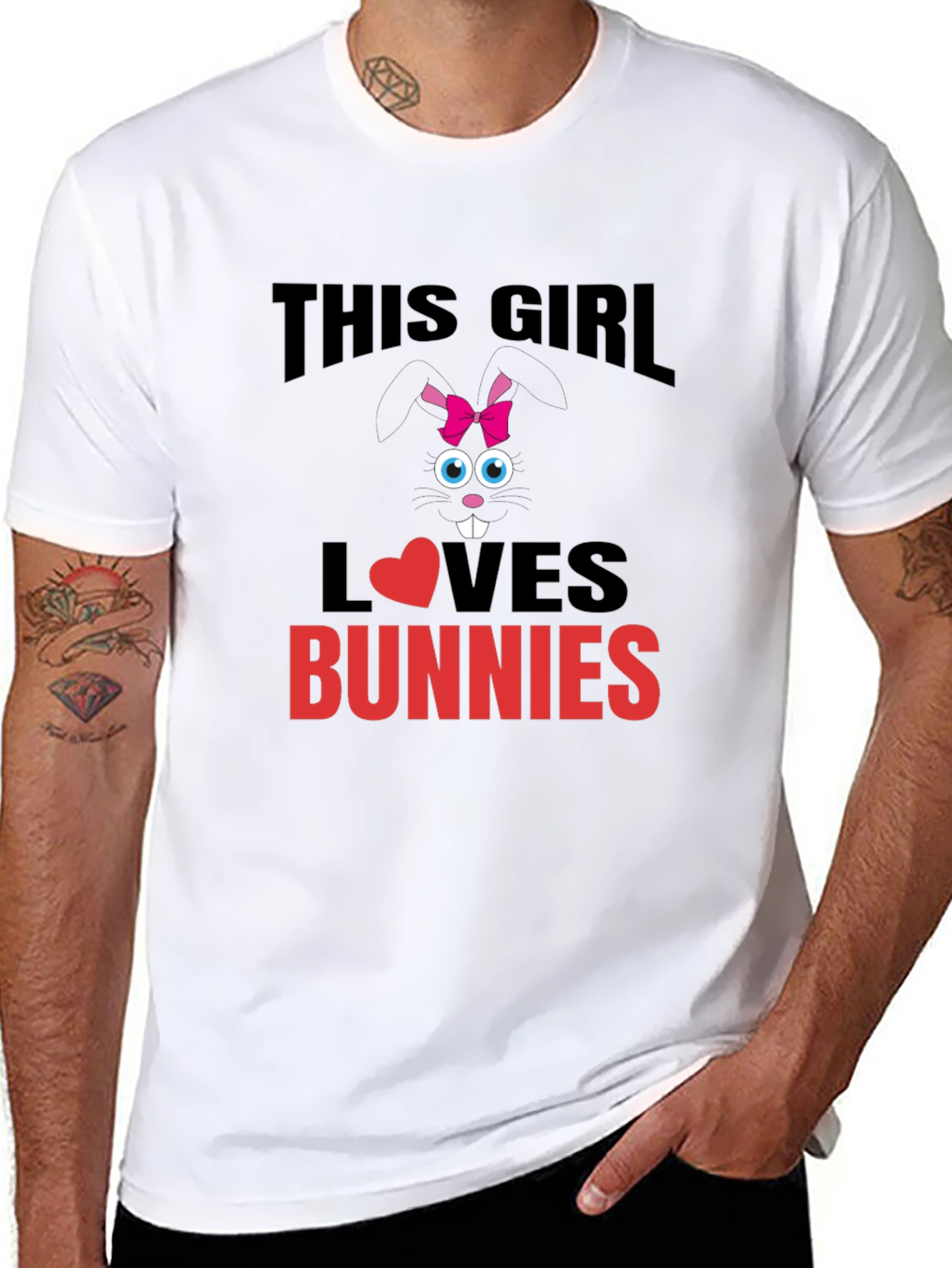 Black This Girl Loves Bunnies T-Shirt - Black Cotton Tee view 8