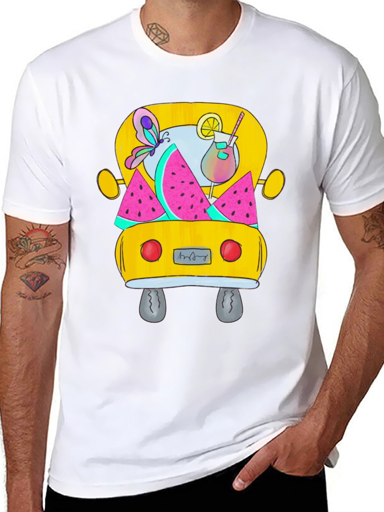Summer Bus Graphic Tee - Men's Black T-Shirt - 8