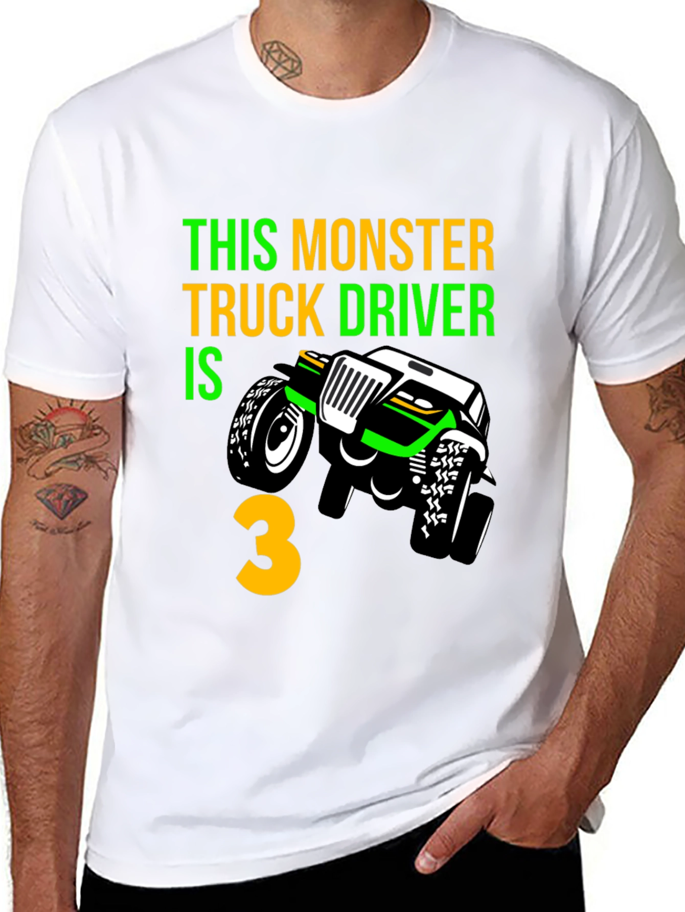 Black Monster Truck 3rd Birthday T-Shirt view 8