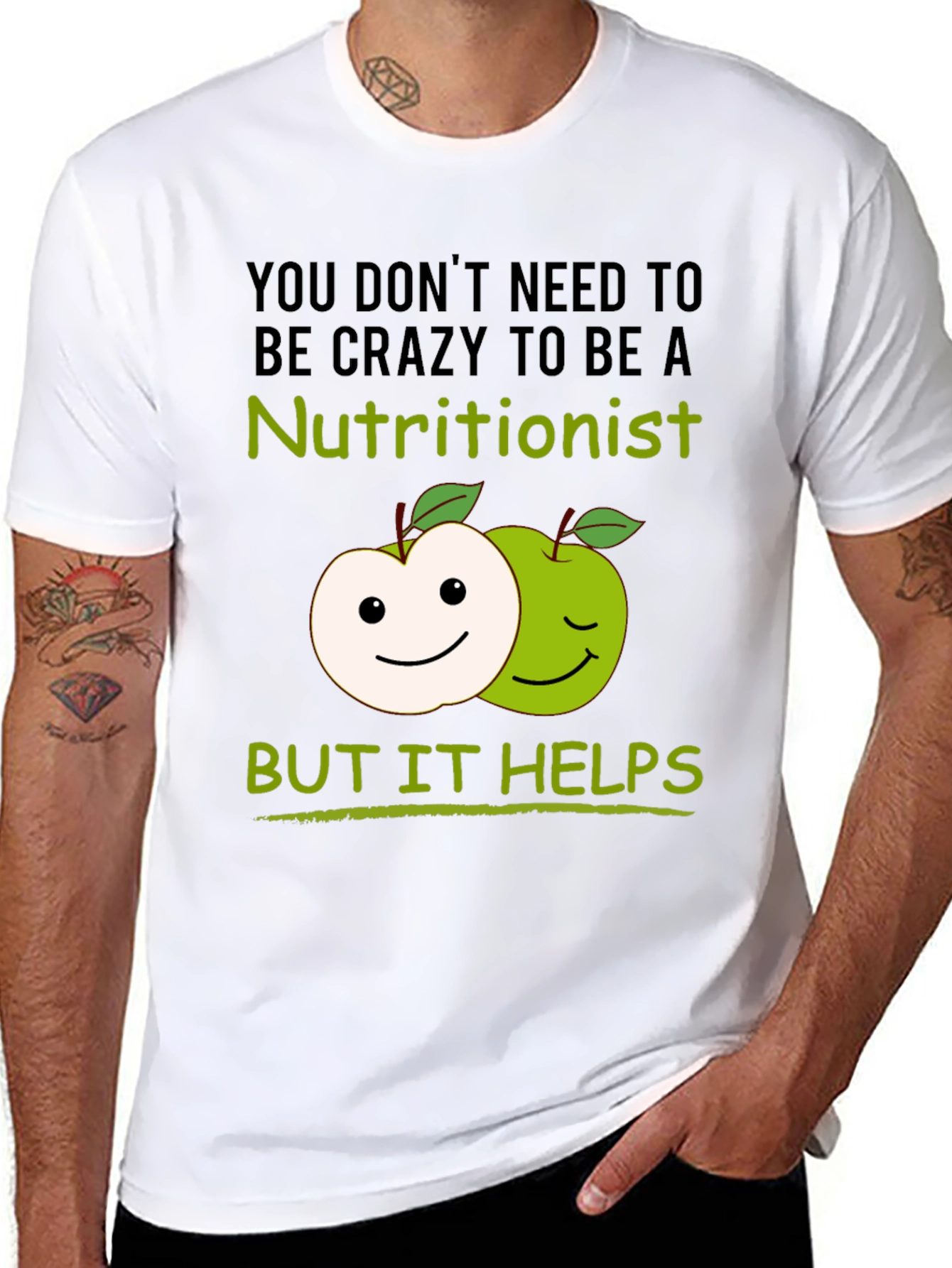 Black Nutritionist Humor T-Shirt - Crazy Helps! view 8