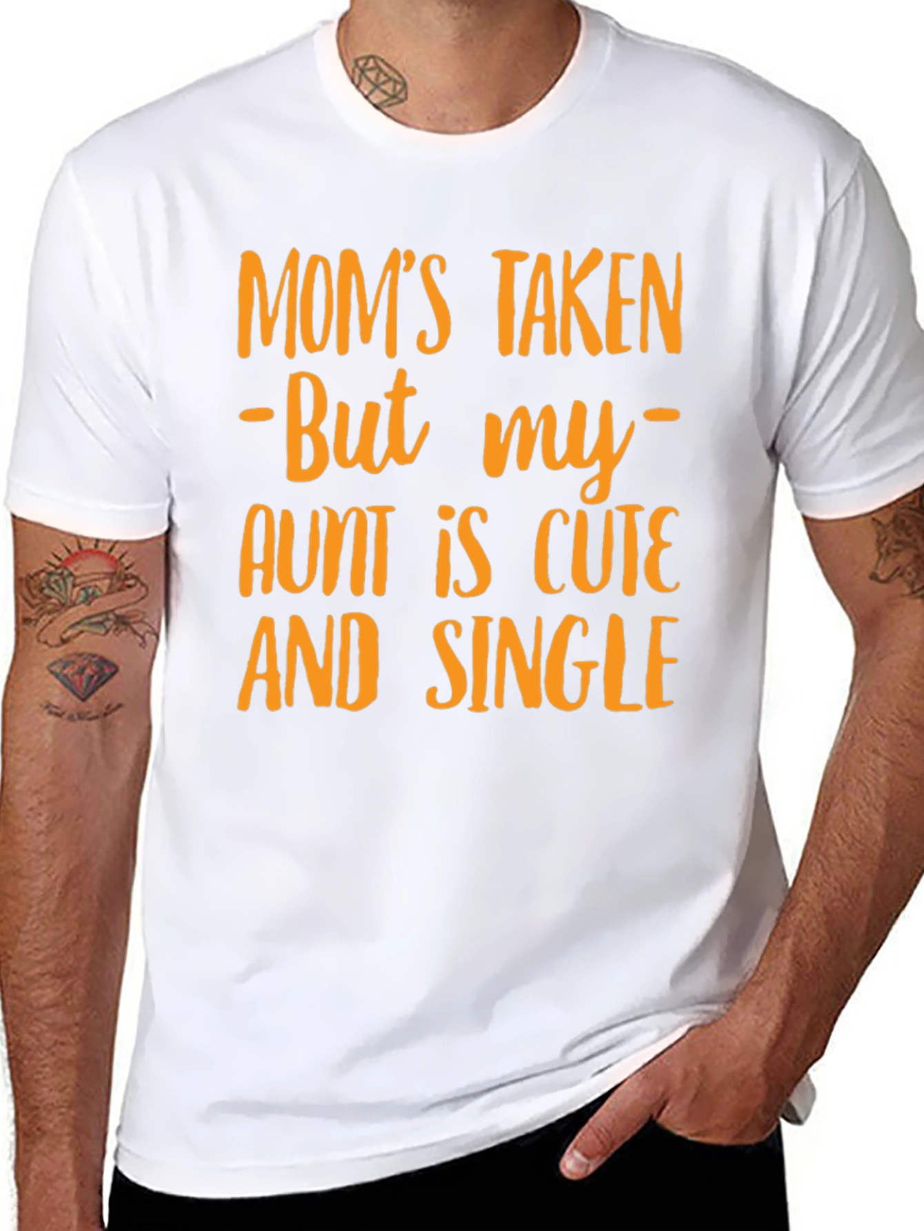 Black Funny "Mom's Taken Aunt Single" Graphic T-Shirt view 8