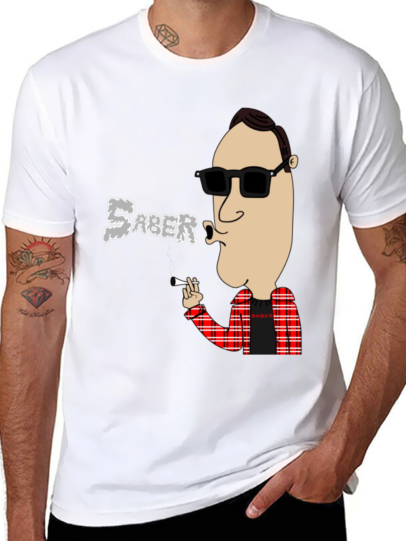 Black Saber Smoking Cartoon T-Shirt view 8