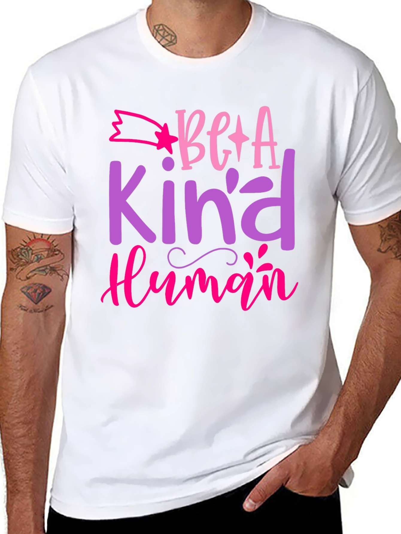 Black Be A Kind Human Graphic T-Shirt - Positive Message Tee view 8