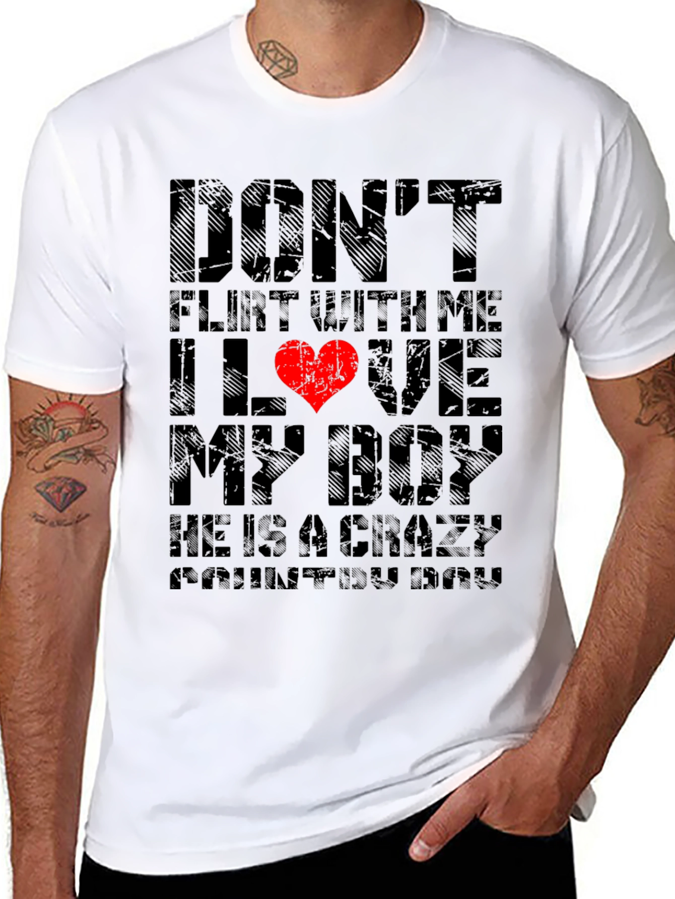 Black Don't Flirt With Me, I Love My Boy T-Shirt view 8