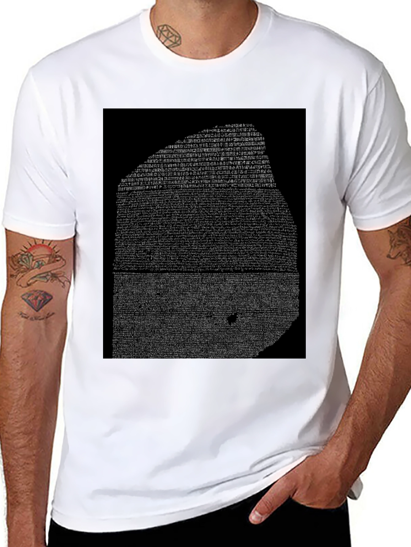 Black Rosetta Stone Graphic Tee - Black Cotton T-Shirt view 8