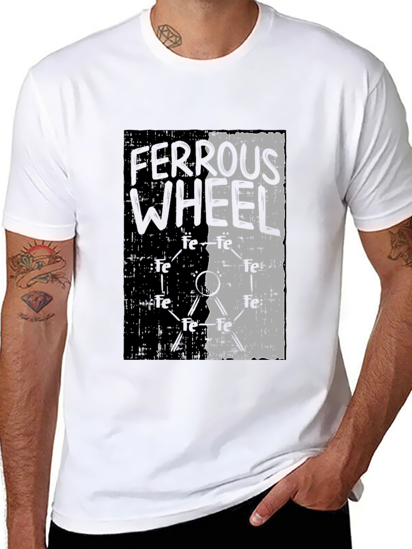 Black Ferrous Wheel Graphic Tee - Black Cotton Blend view 8