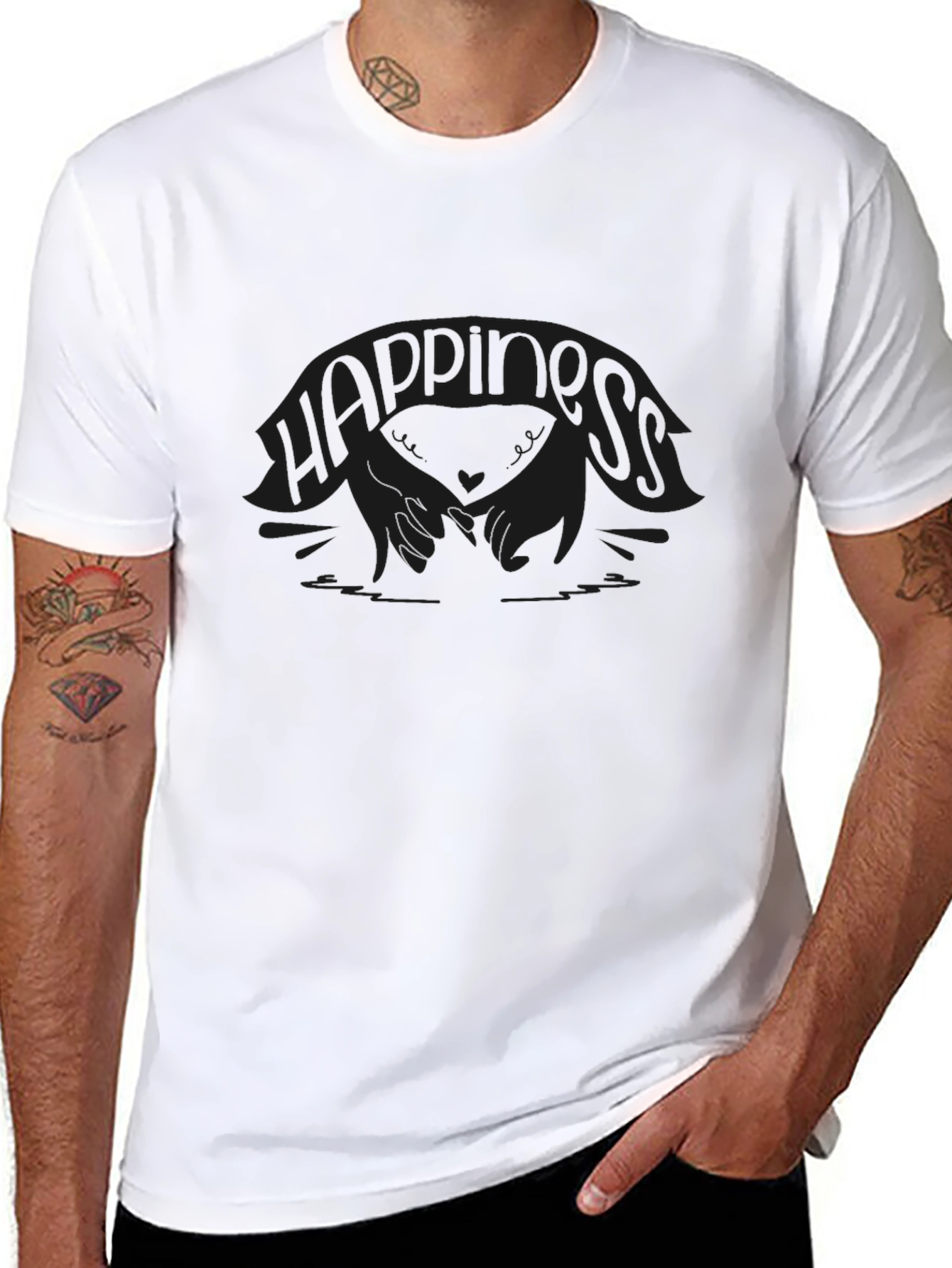 Black Happiness Graphic Black T-Shirt view 8