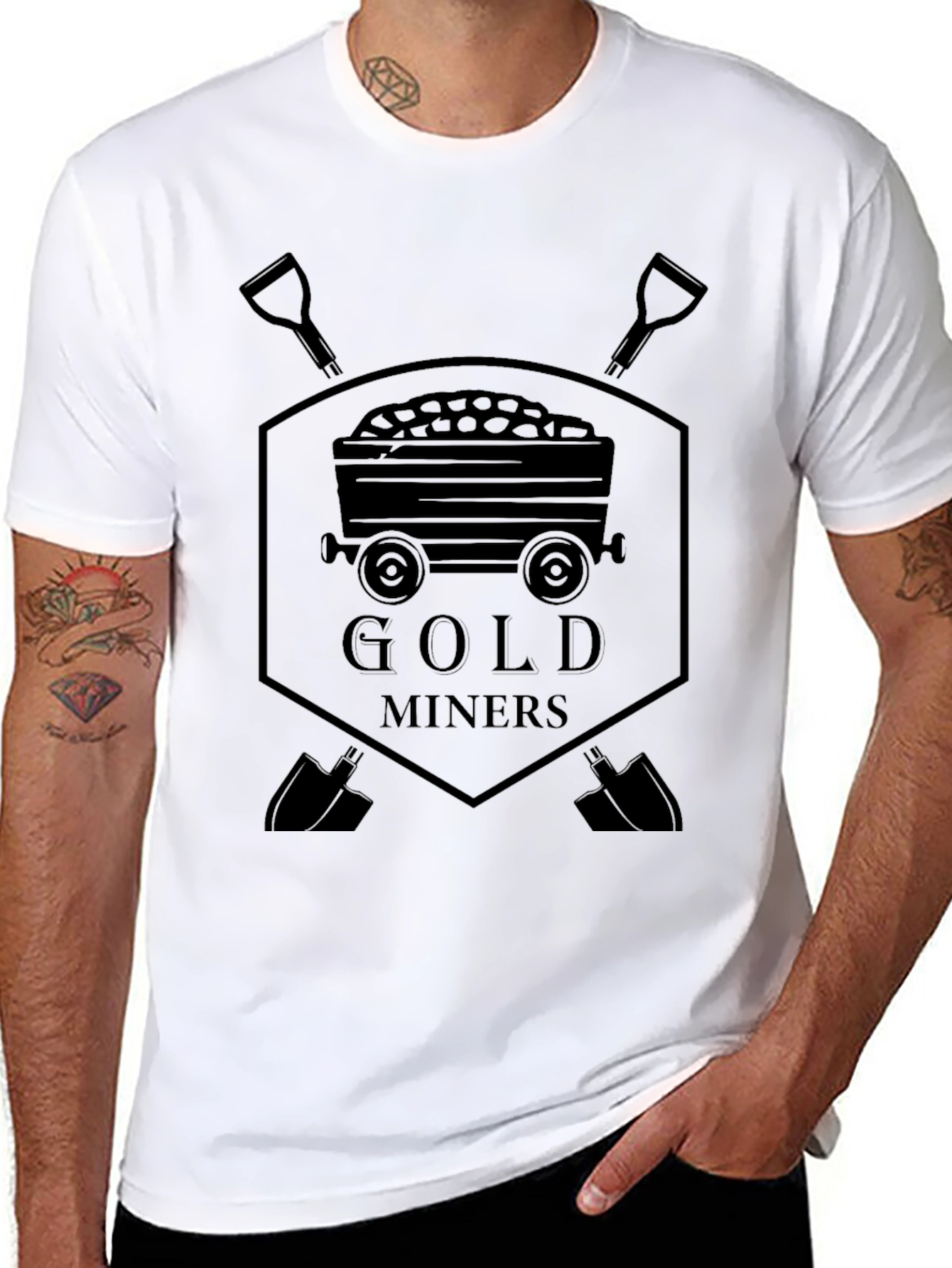 Black Gold Miners Graphic T-Shirt - Black Cotton Tee view 8