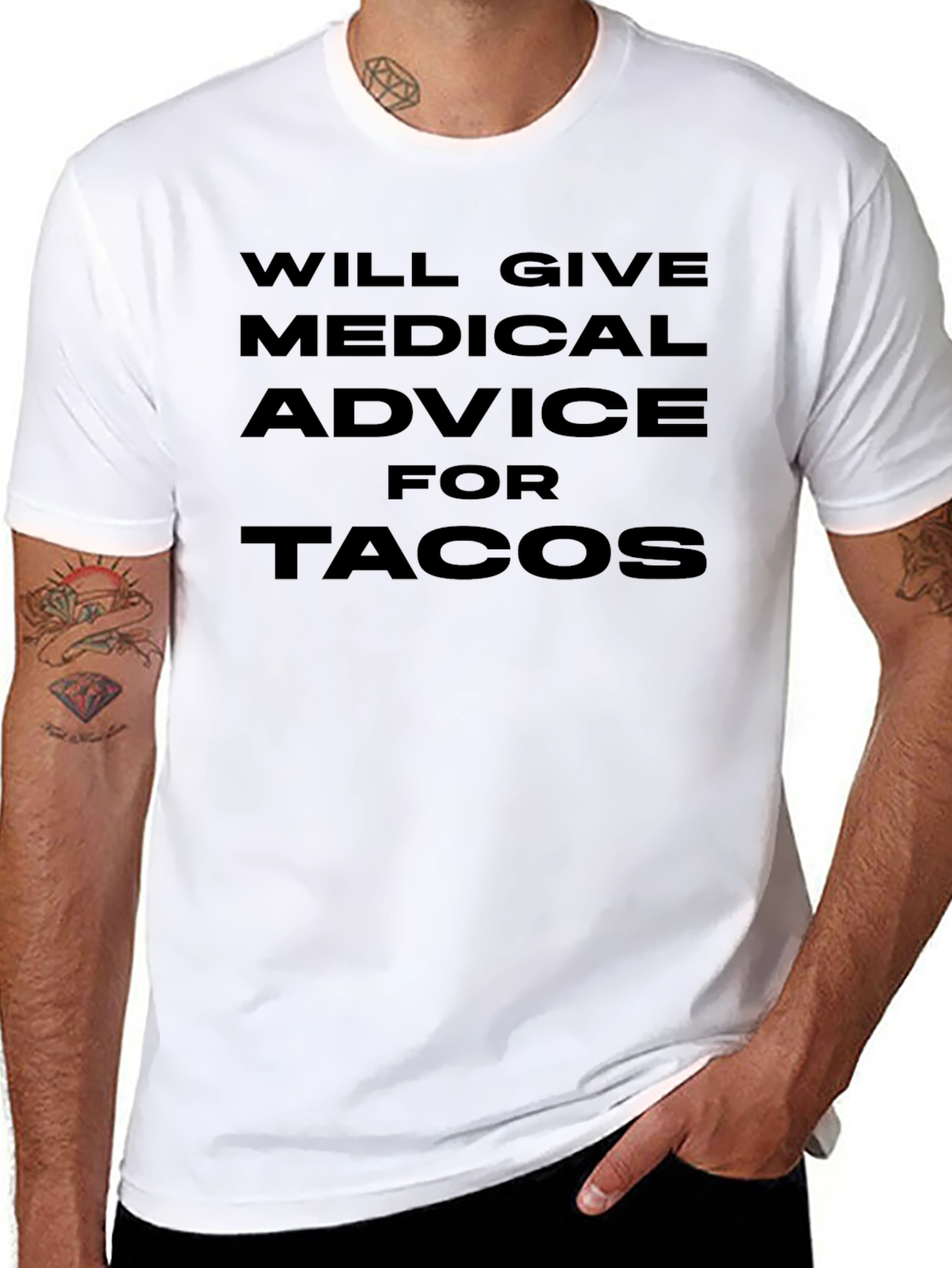 Black Funny Medical Advice For Tacos Black T-Shirt view 8