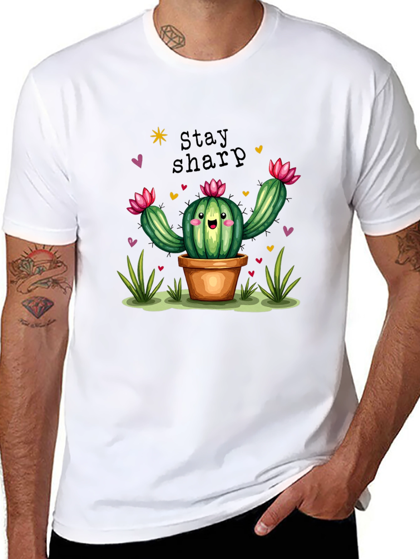 Black Stay Sharp Cactus Graphic T-Shirt view 8