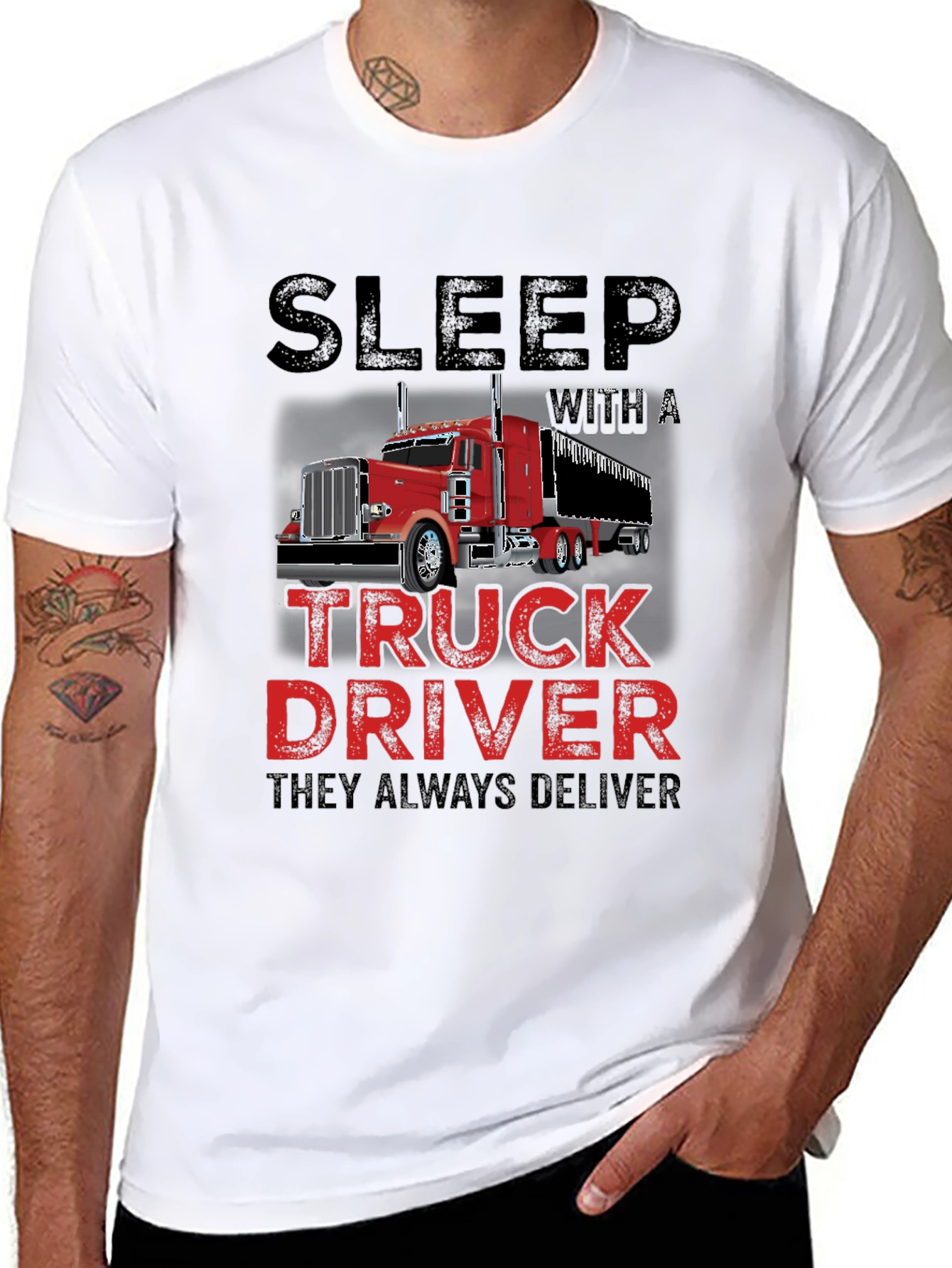 Black Sleep With a Truck Driver T-Shirt view 8