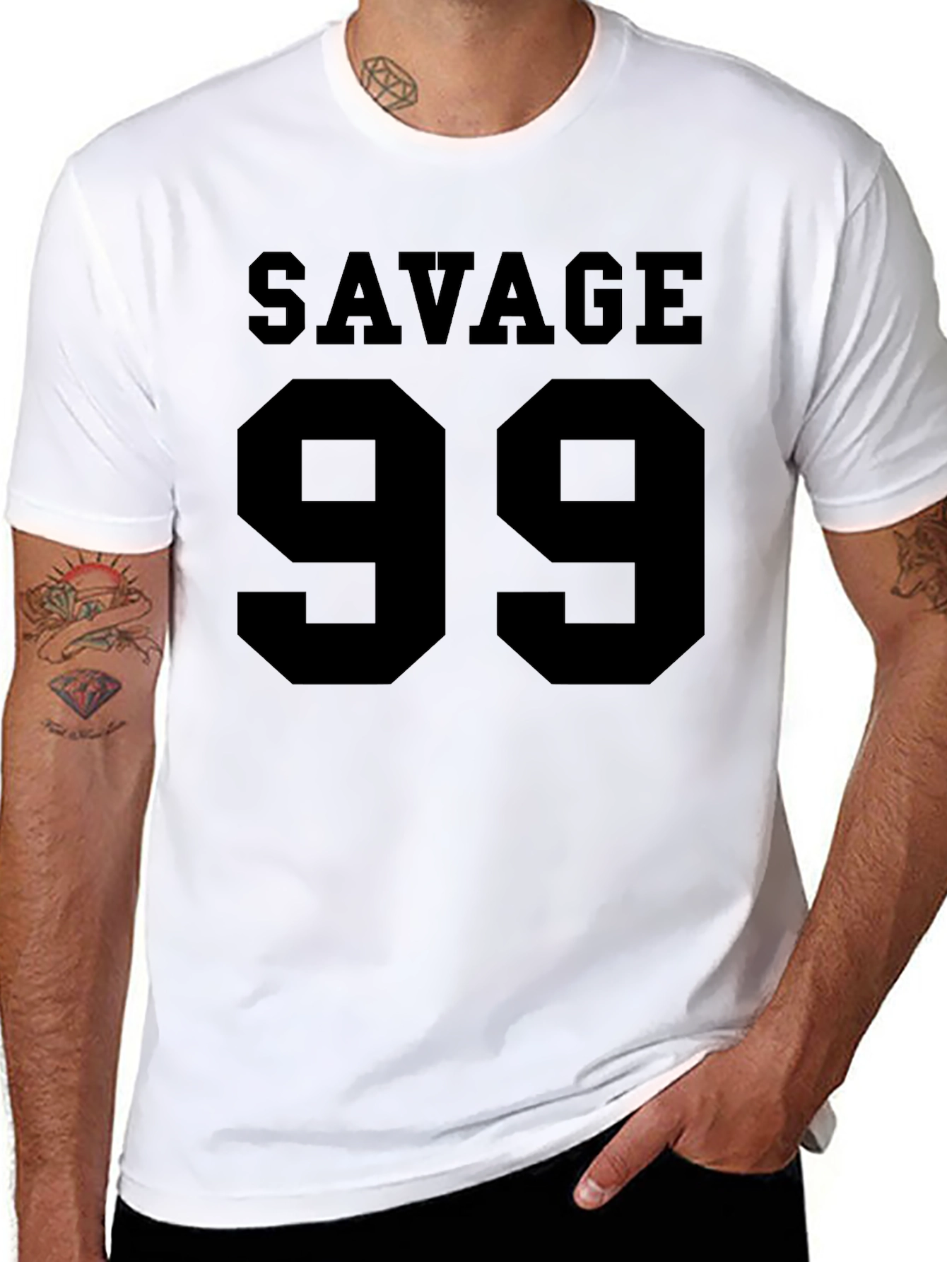 Black Savage 99 Men's Black Graphic T-Shirt view 8