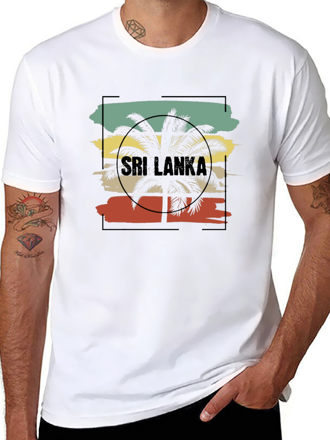 Black Sri Lanka Palm Tree Graphic Tee - Black view 8