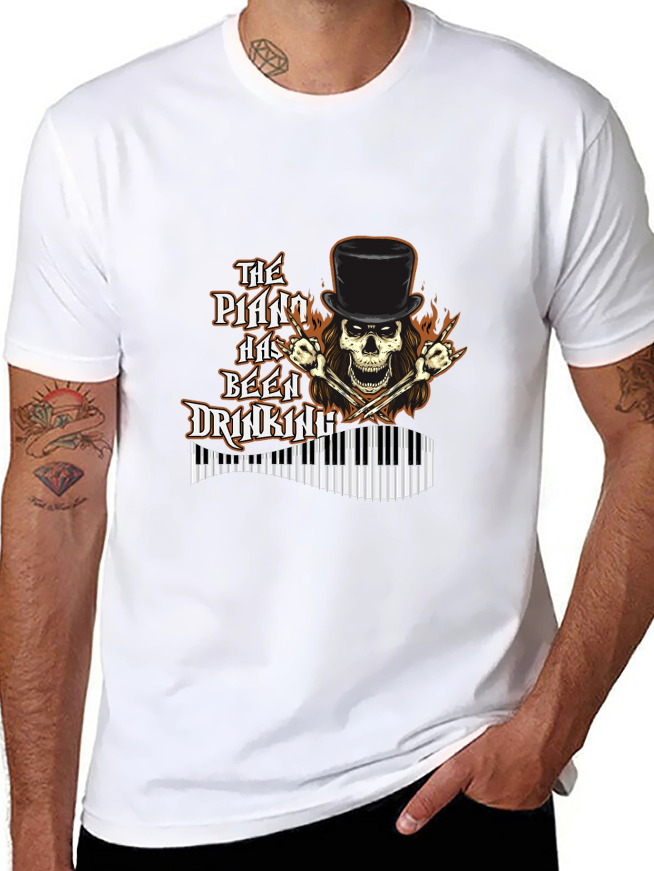 Black The Piano Has Been Drinking Graphic T-Shirt view 8