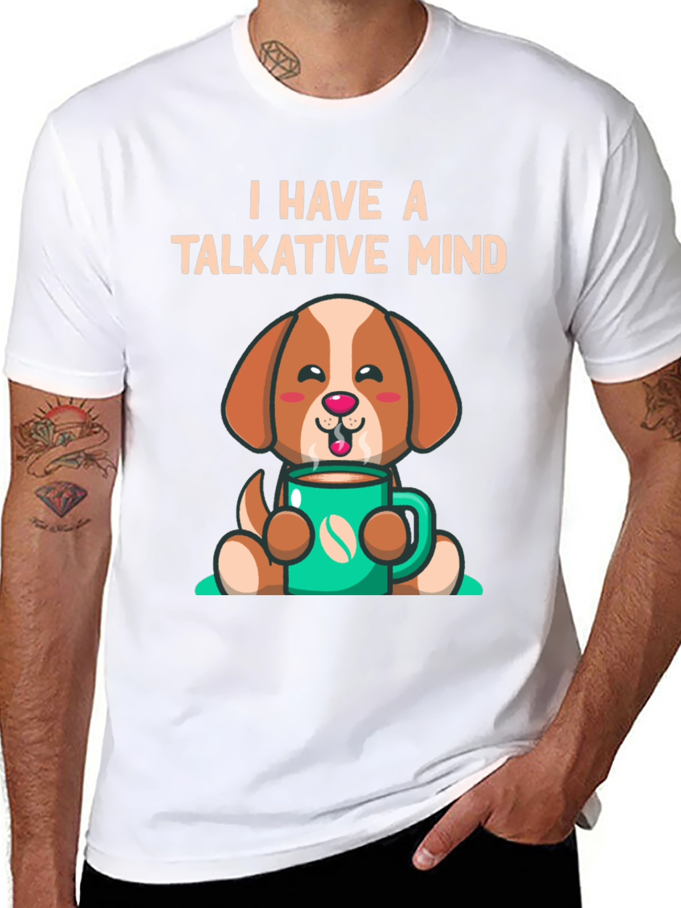 Black Talkative Mind Coffee Dog Graphic Tee view 8