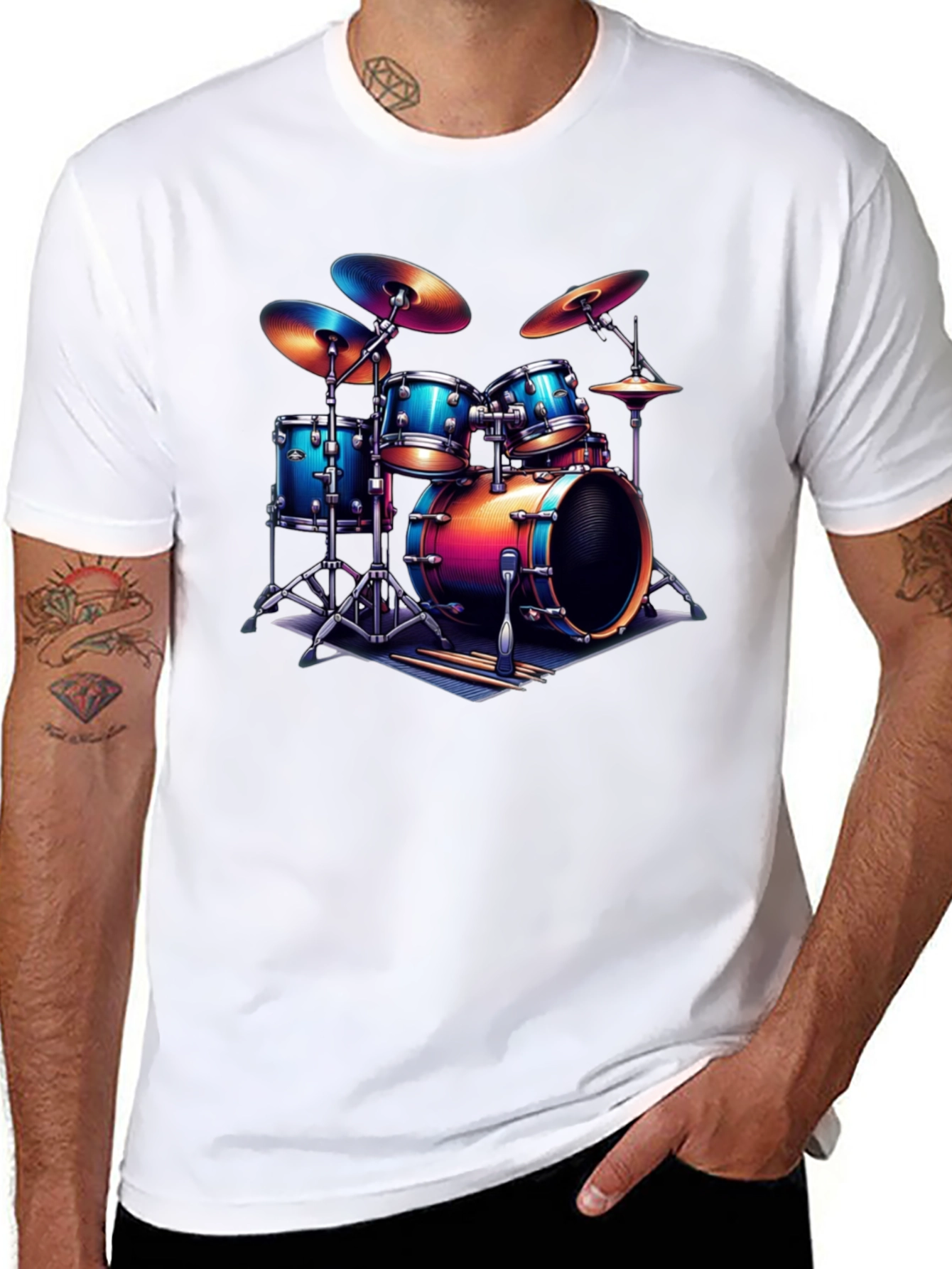 Black Drum Kit Graphic T-Shirt - Music Lover Tee view 8