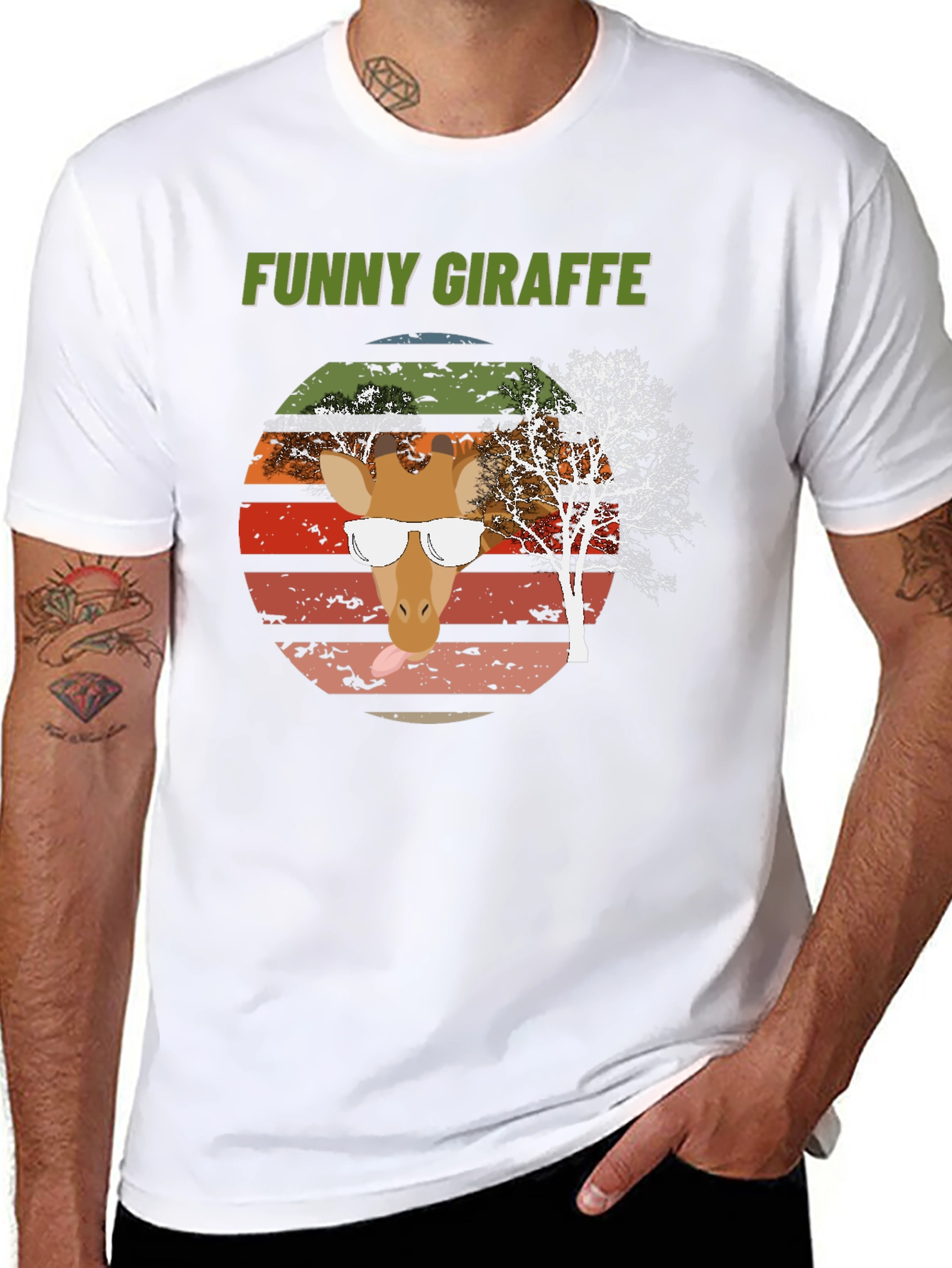 Black Funny Giraffe Graphic Tee - Unique Design view 8