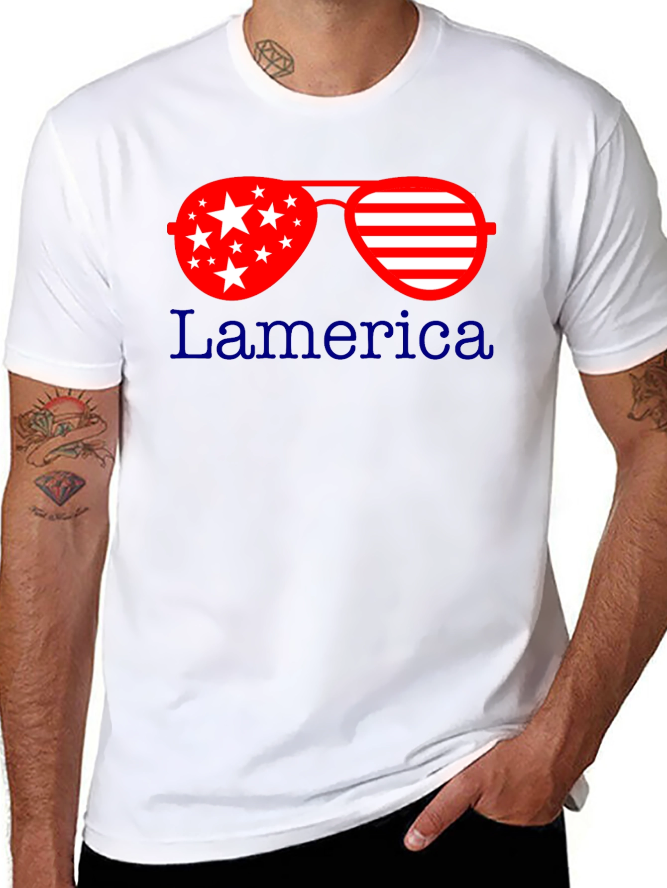 Black Patriotic Sunglasses T-Shirt: Lamerica Design view 8