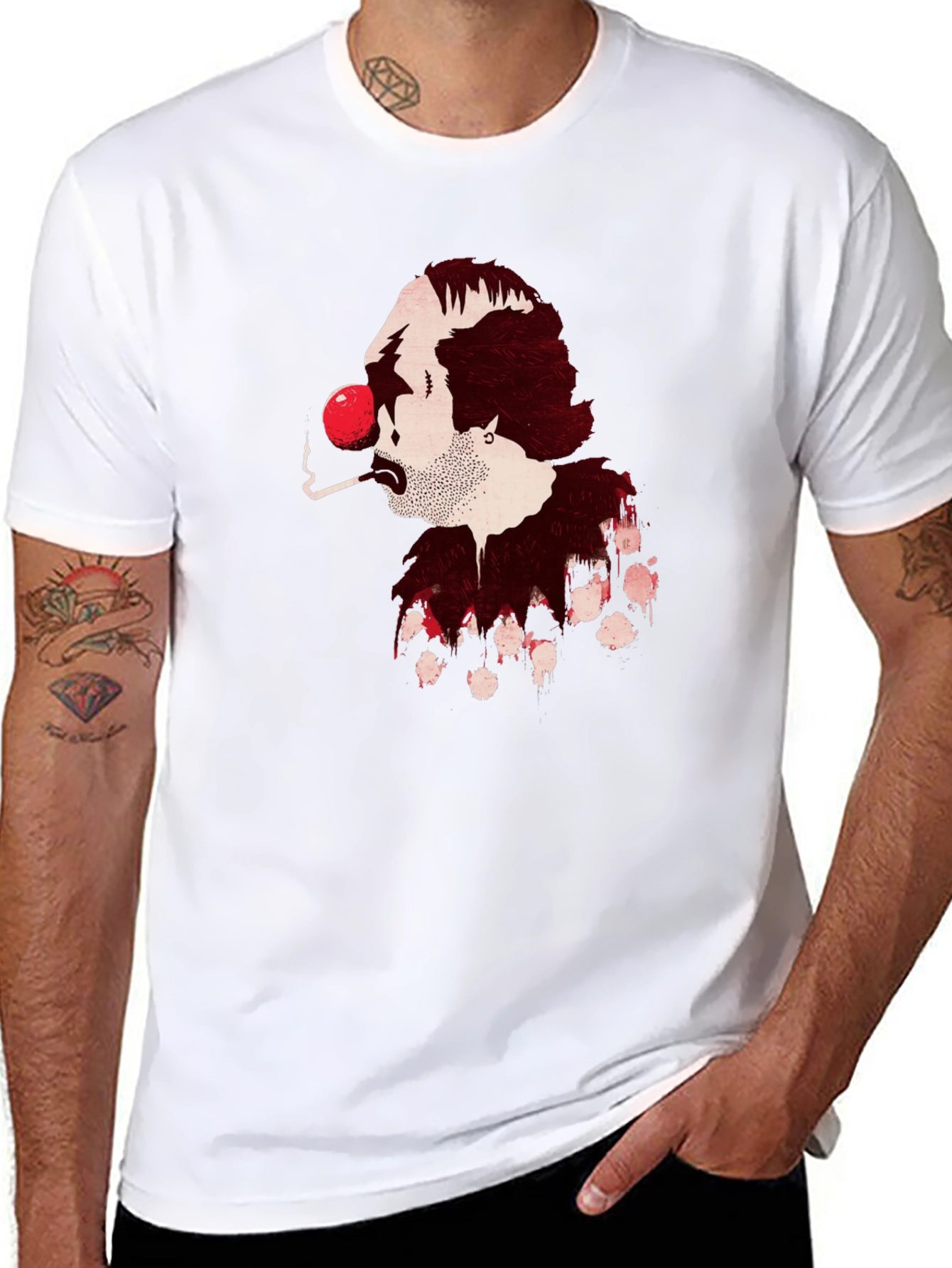 Black Smoking Clown Graphic Black T-Shirt view 8
