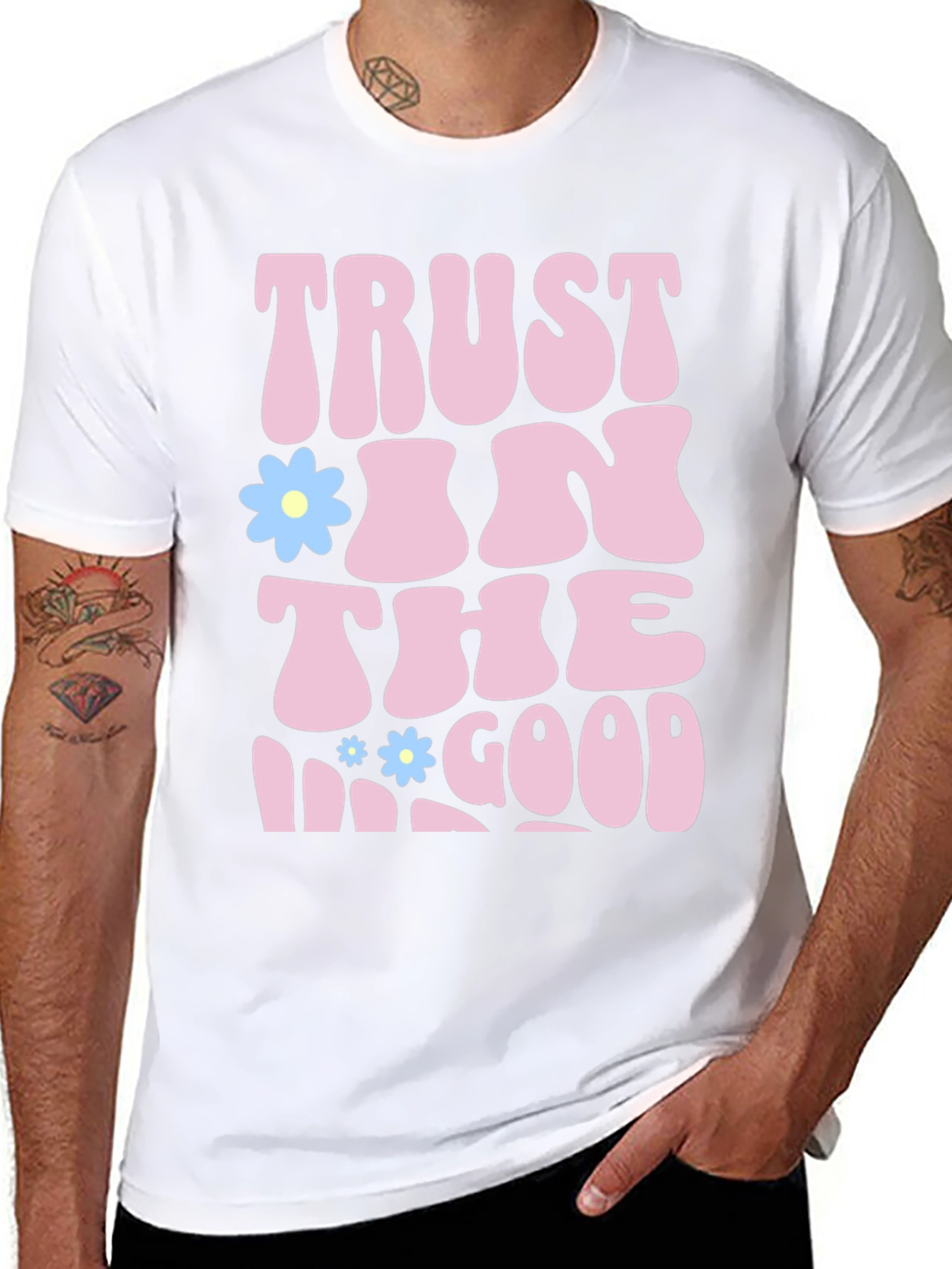 Black Trust In The Good Graphic T-Shirt - Positive Vibes Tee view 8