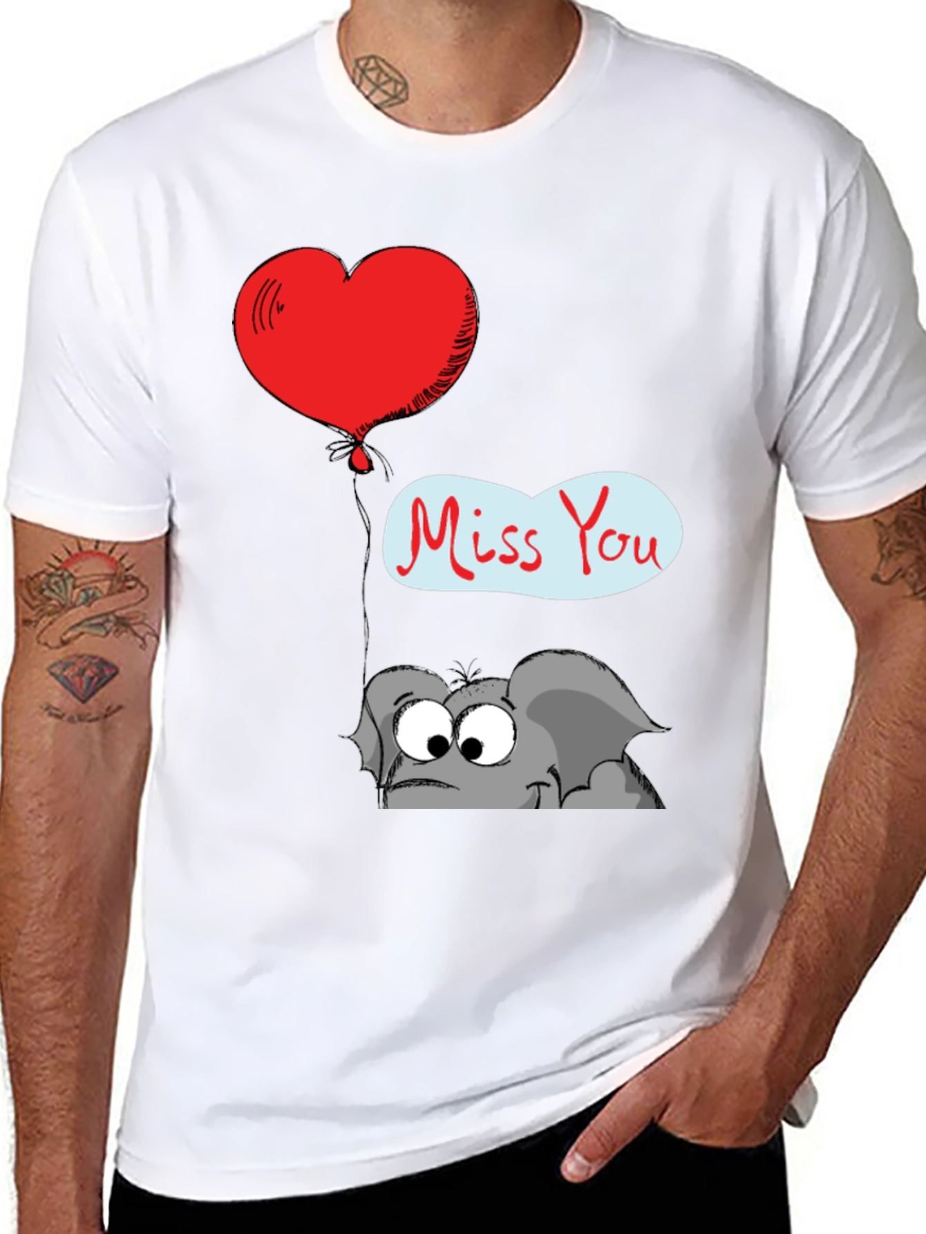 Black Cute Elephant Miss You T-Shirt view 8