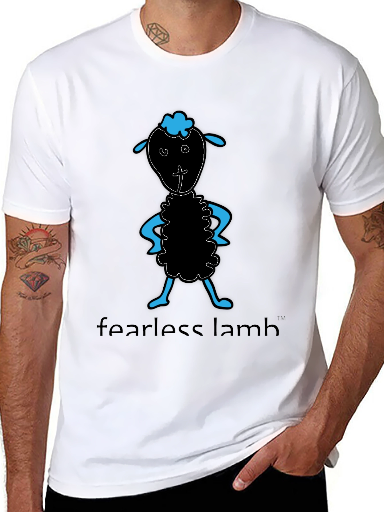 Black Fearless Lamb Graphic Tee - Black Cotton T-Shirt view 8