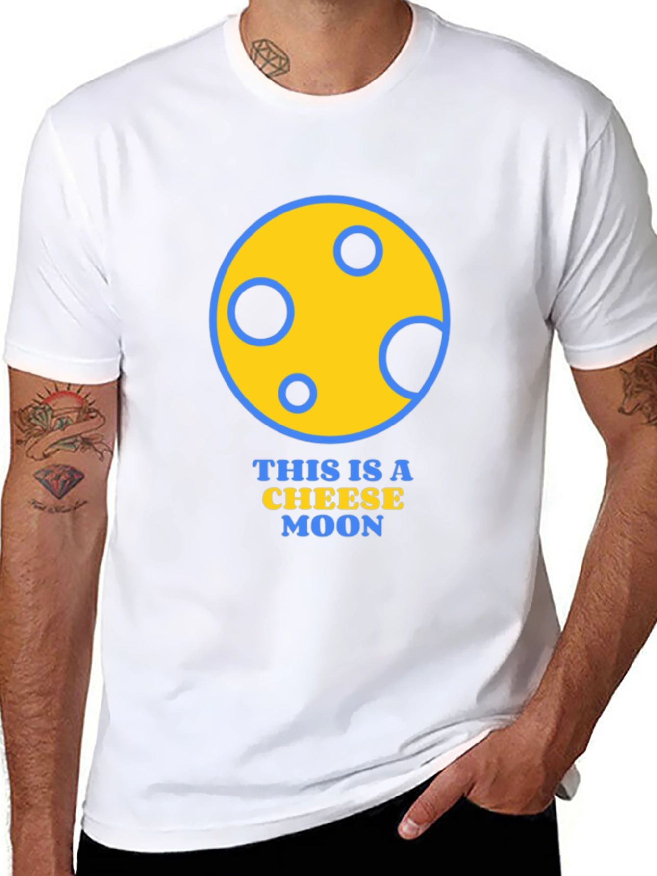 Black Cheese Moon Graphic T-Shirt - Funny Novelty Tee view 8