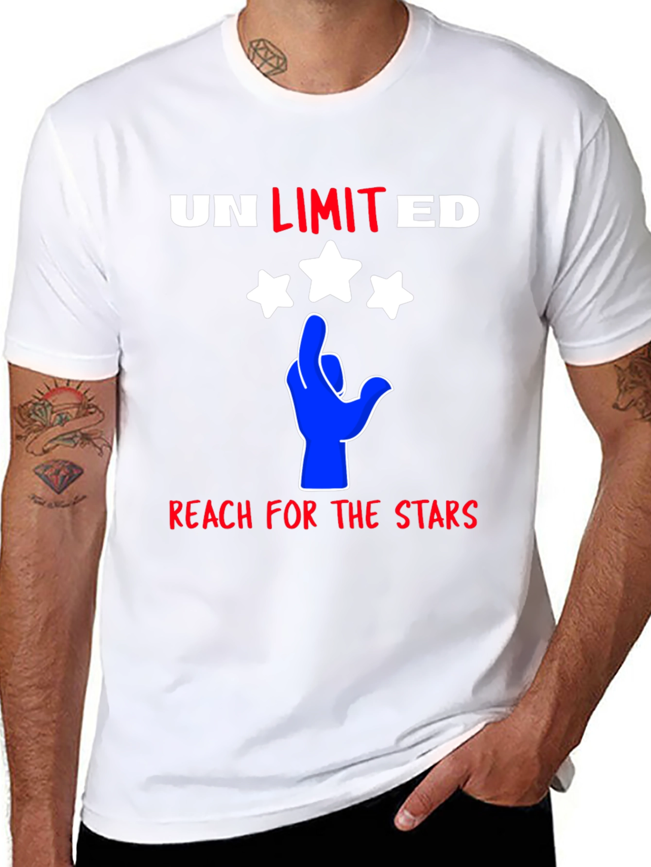 Black Unlimited Reach T-Shirt - Patriotic Hand Stars view 8