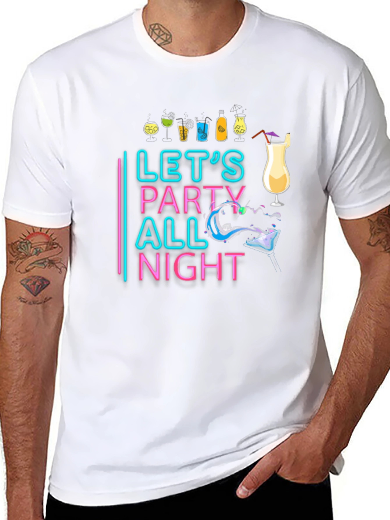 Black Let's Party All Night Black T-Shirt view 8