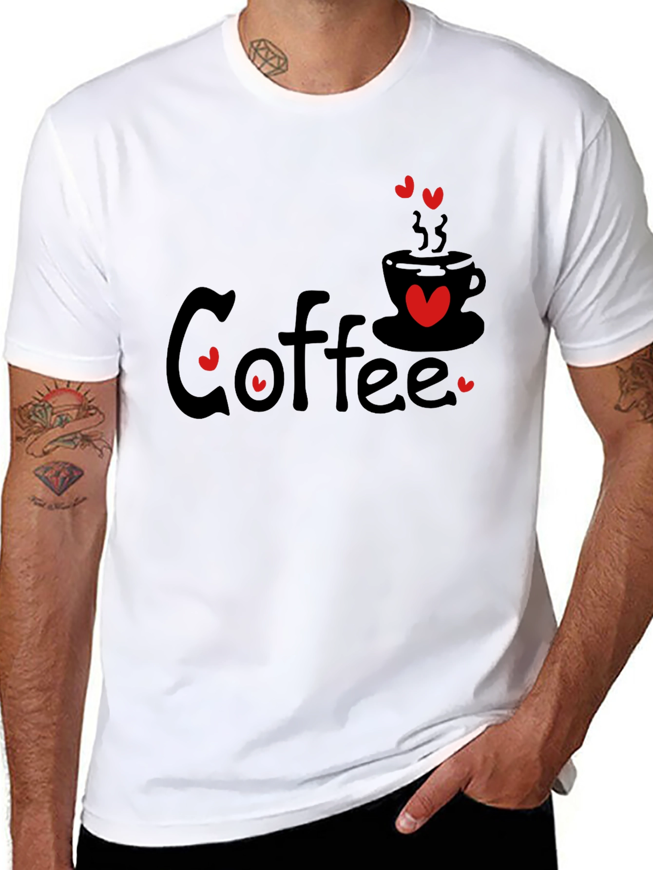 Black Coffee Lover Heart Tee - Black Unisex T-Shirt view 8