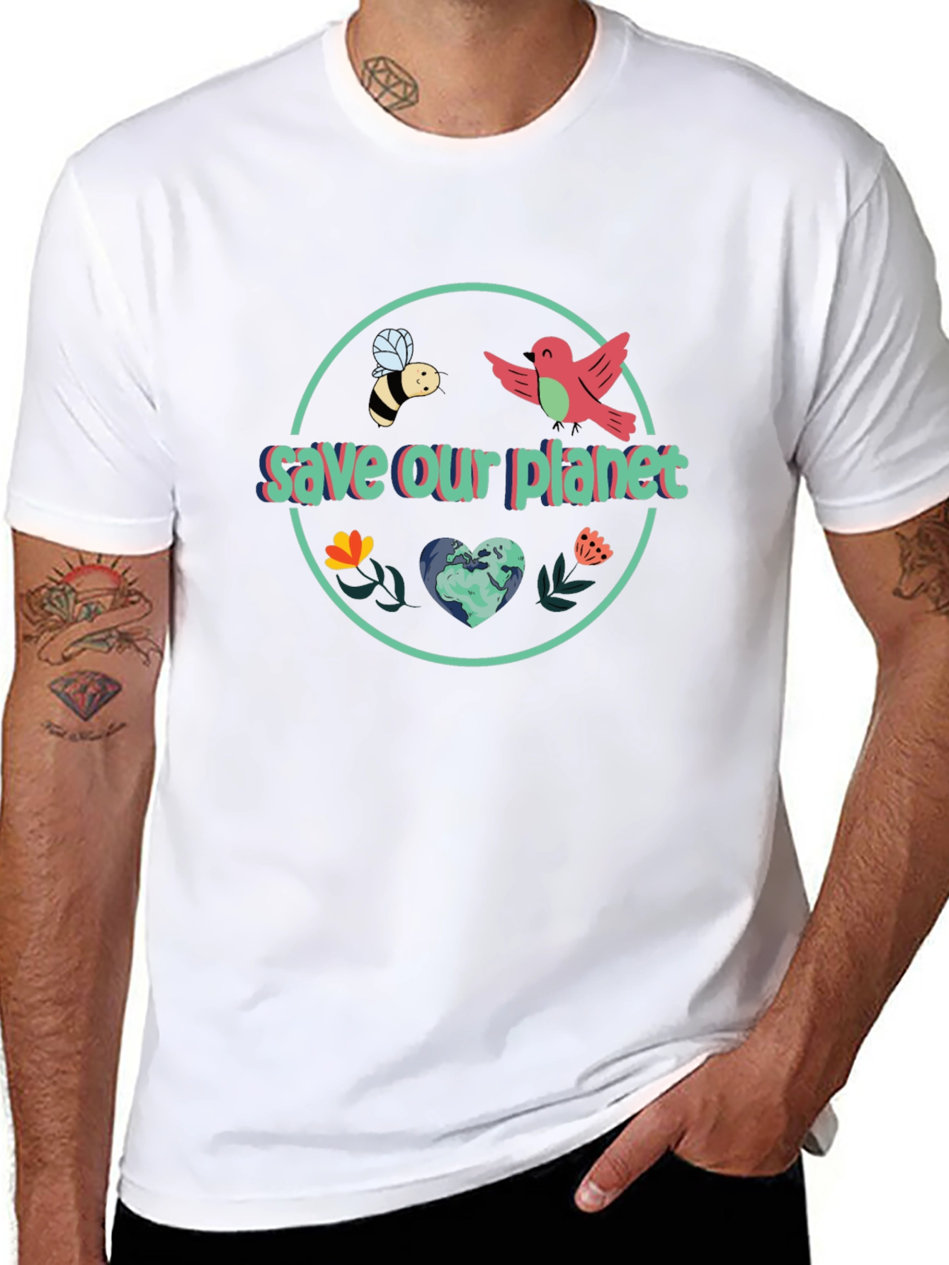 Black Save Our Planet Graphic T-Shirt view 8