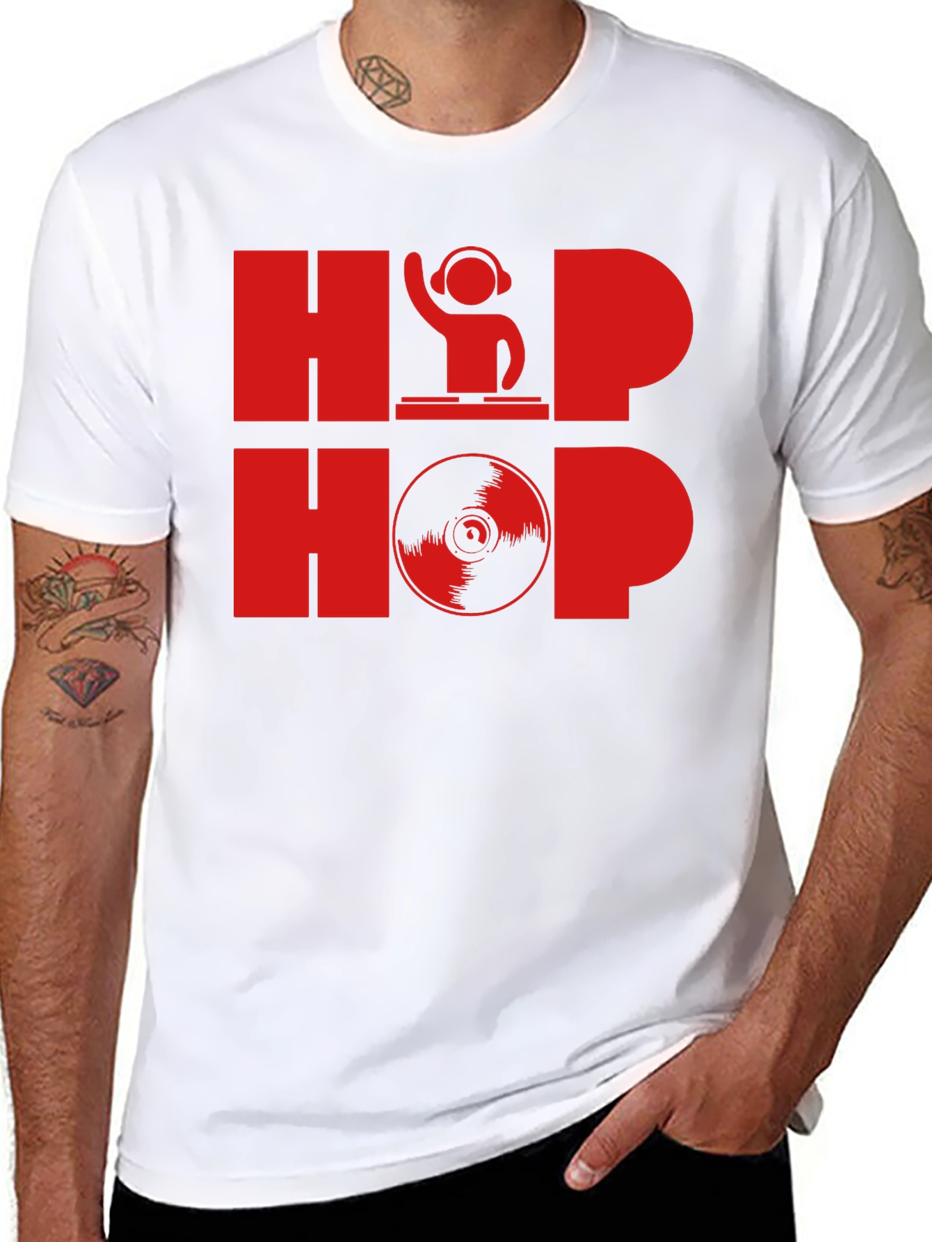 Black Hip Hop DJ Graphic T-Shirt - Black view 8