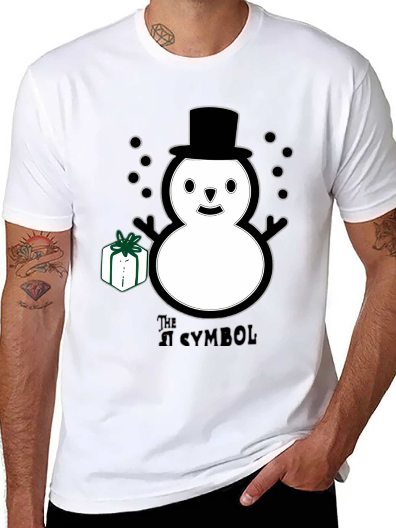 Black Whimsical Snowman T-Shirt view 8