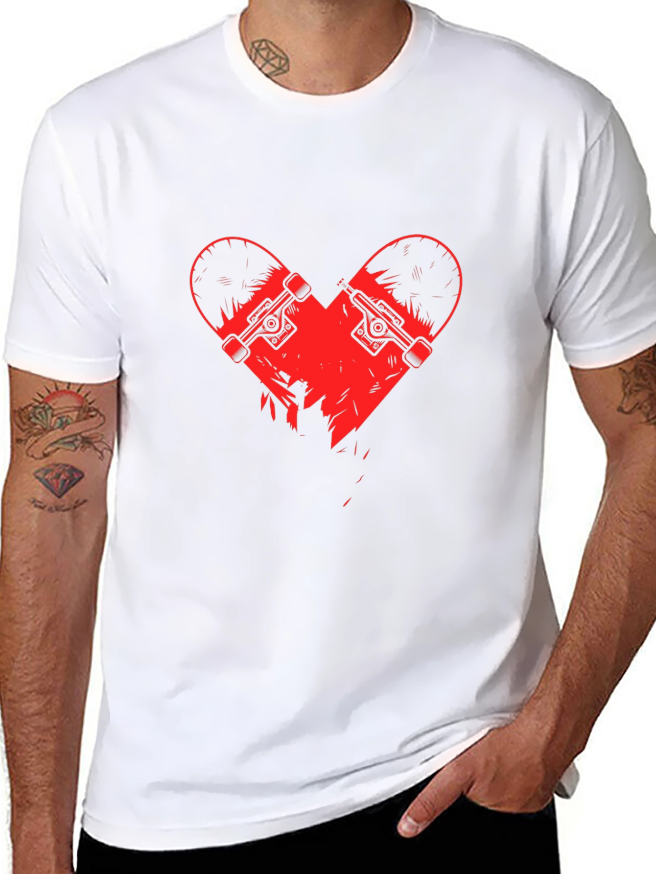Black Skate Heart Graphic Tee - Black view 8