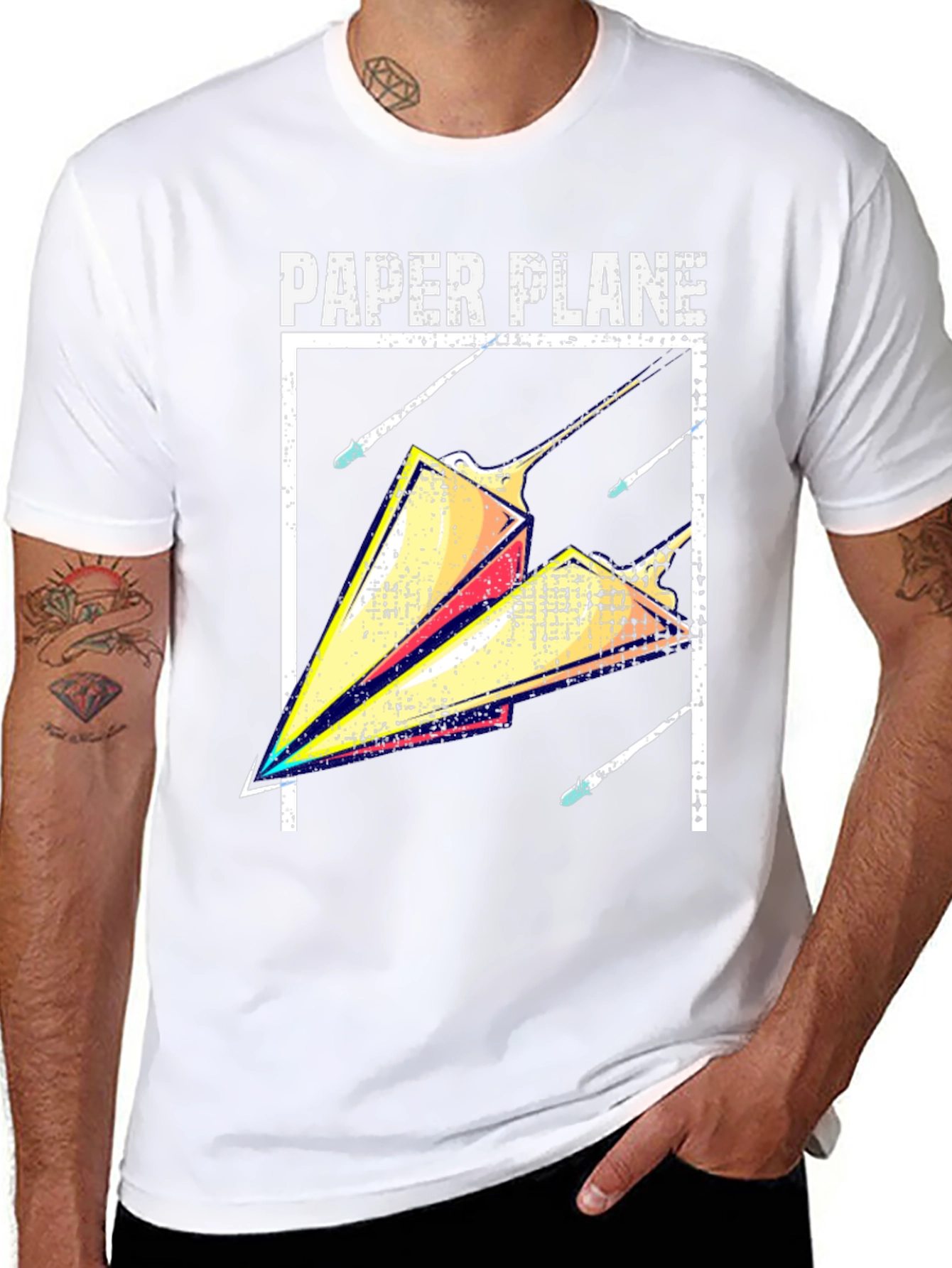 Black Paper Plane Graphic Tee - Modern Casual Style view 8