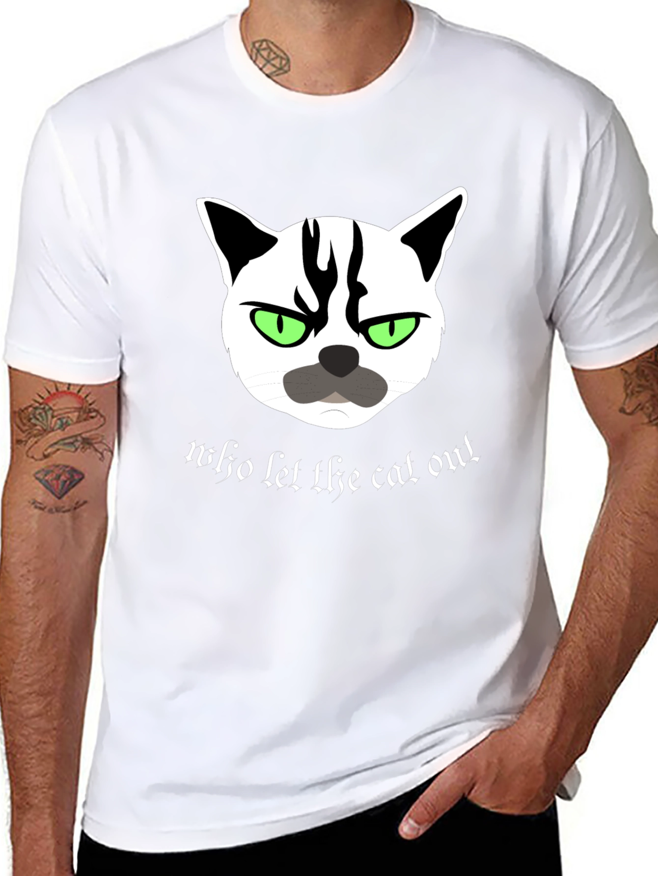 Black Grumpy Cat T-Shirt - Who Let The Cat Out? view 8
