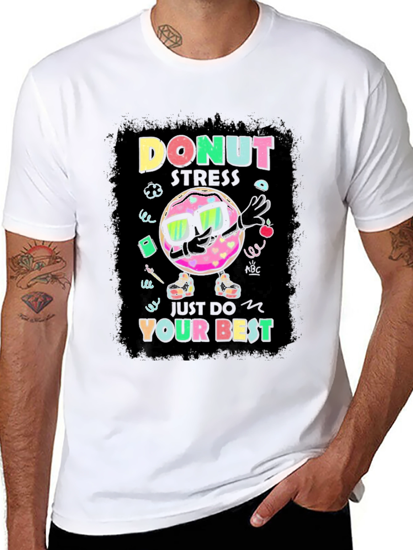 Black Donut Stress T-Shirt - Funny Motivational Tee view 8