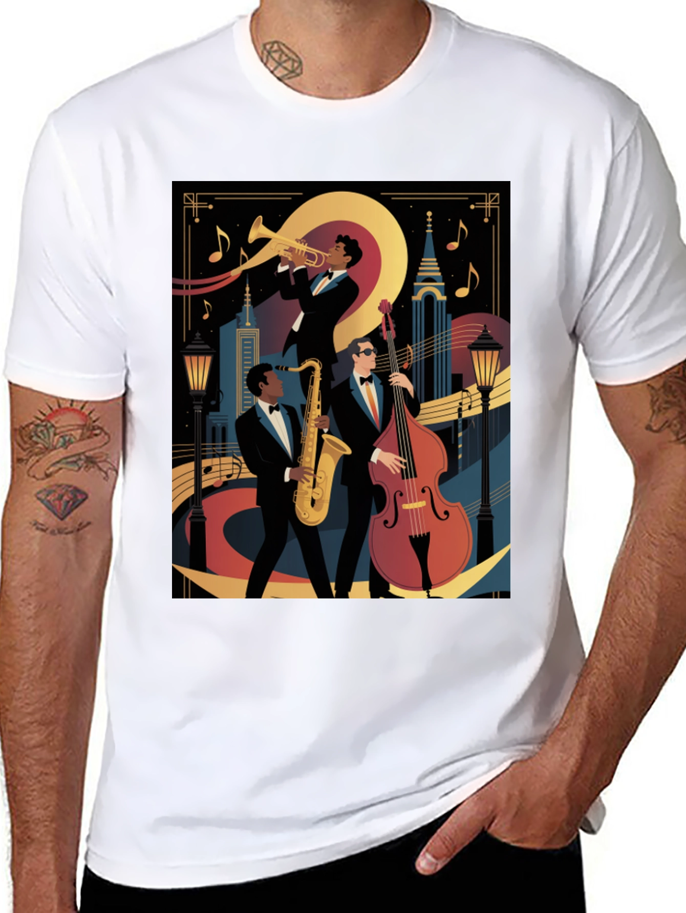 Black Jazz Band Graphic Black T-Shirt view 8