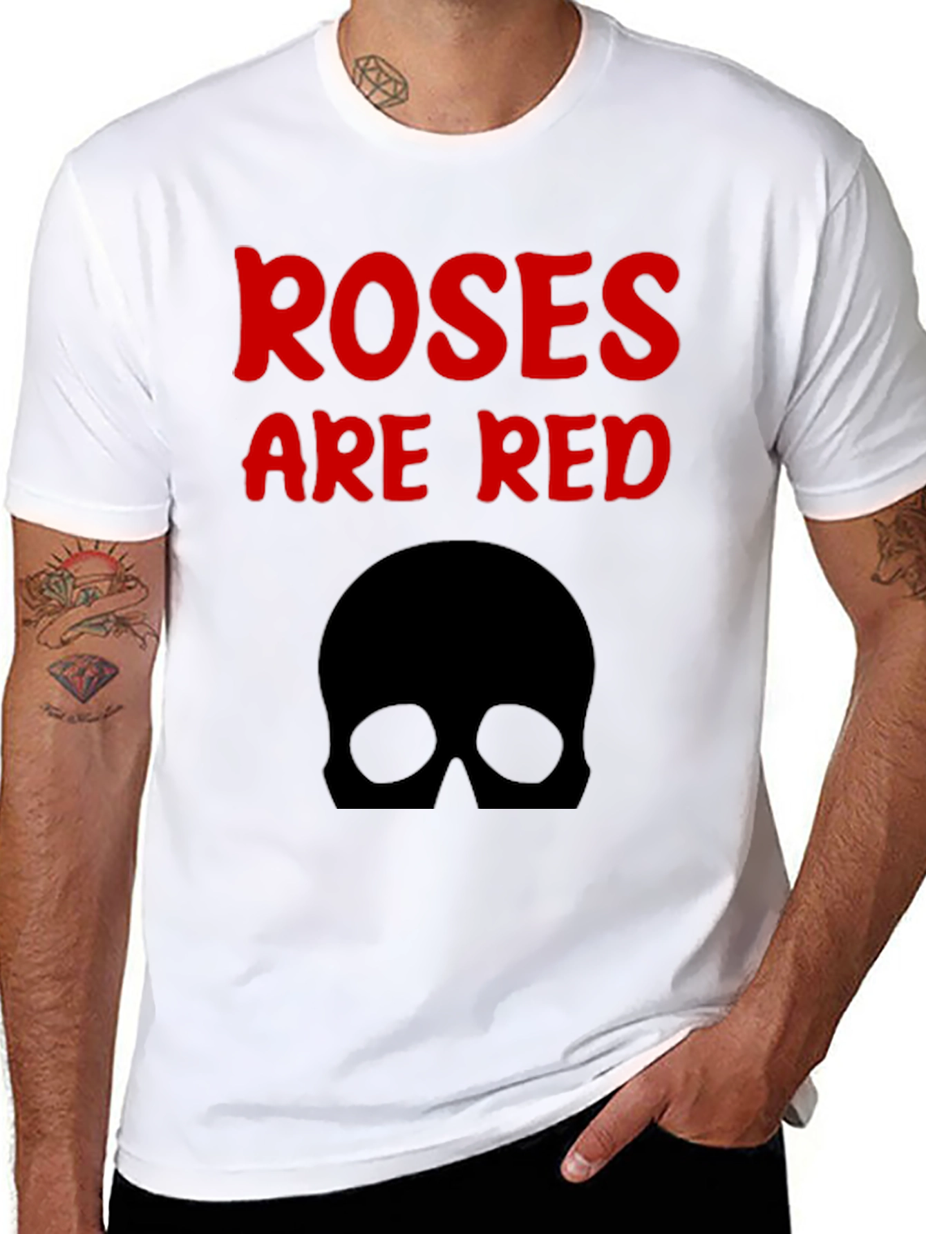 Black Roses Are Red Skull Graphic Tee view 8