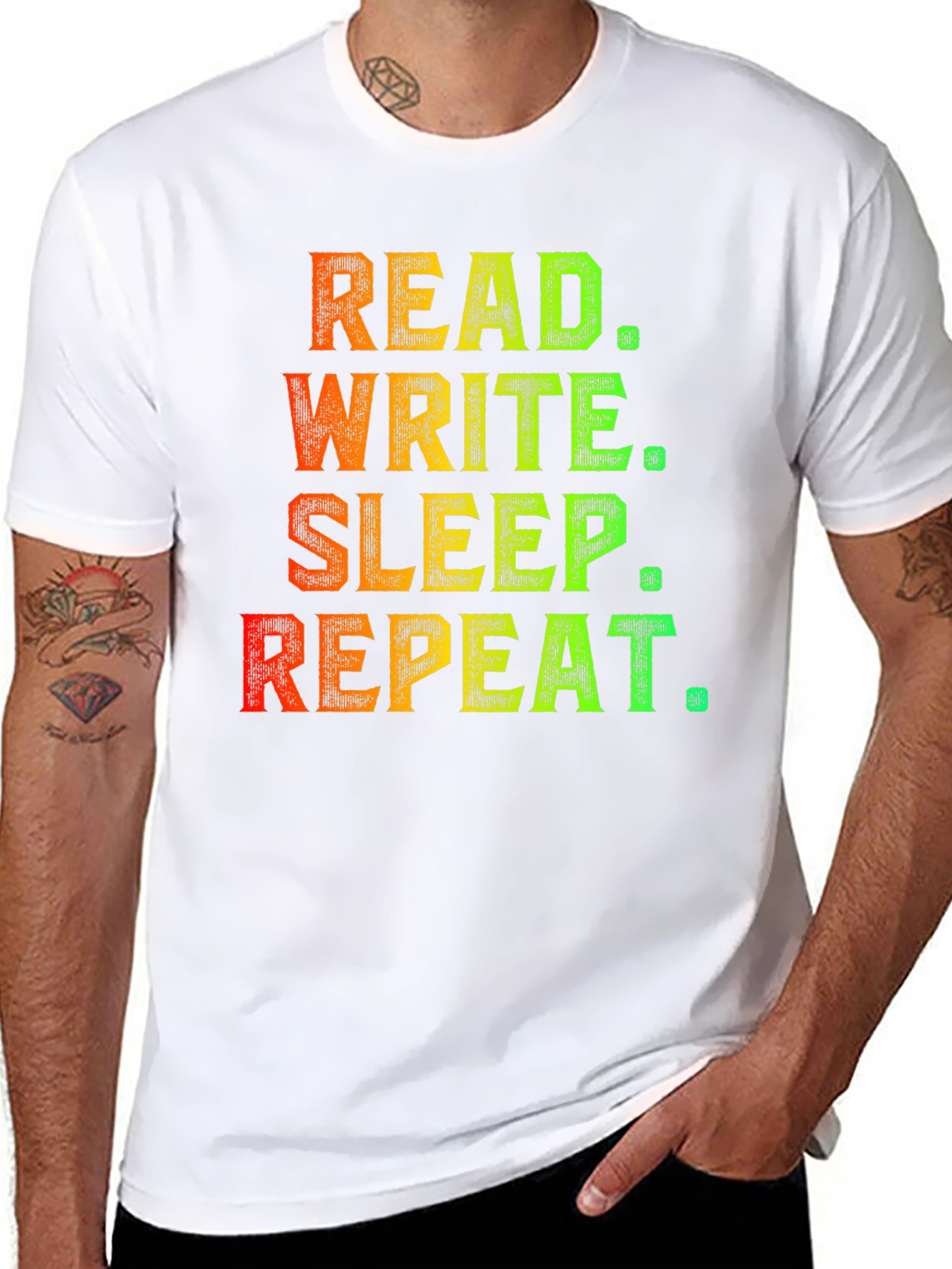 Black Read Write Sleep Repeat Graphic T-Shirt view 8