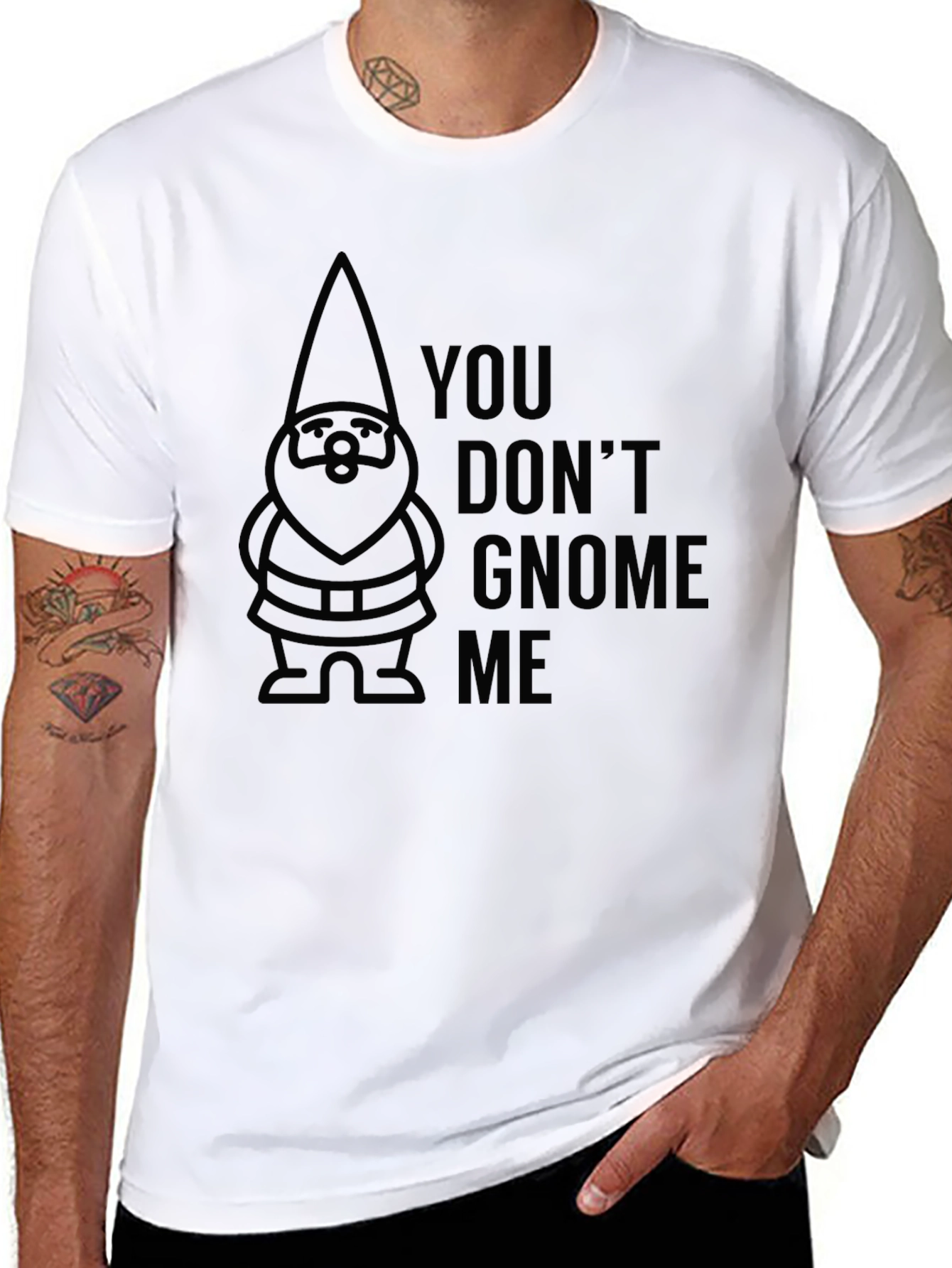Black You Don't Gnome Me Black T-Shirt view 8