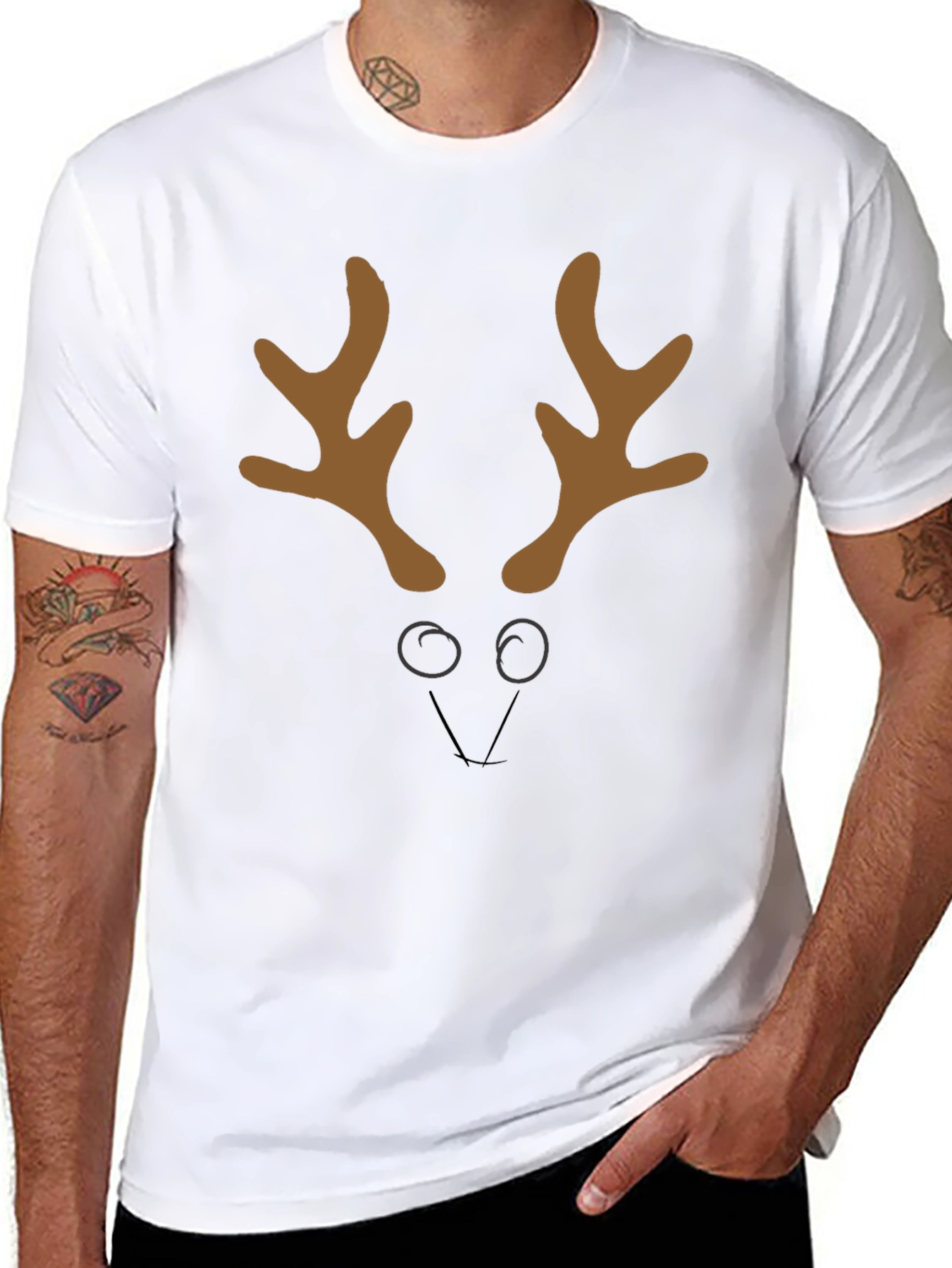 Black Reindeer Face Graphic Tee - Holiday Style view 8