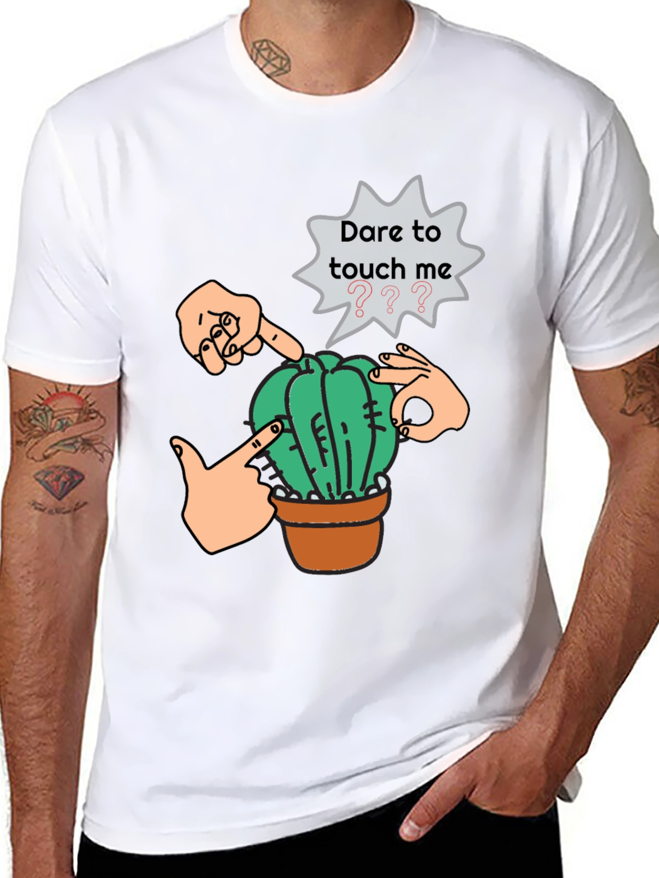 Black Dare to Touch Cactus Graphic Tee view 8
