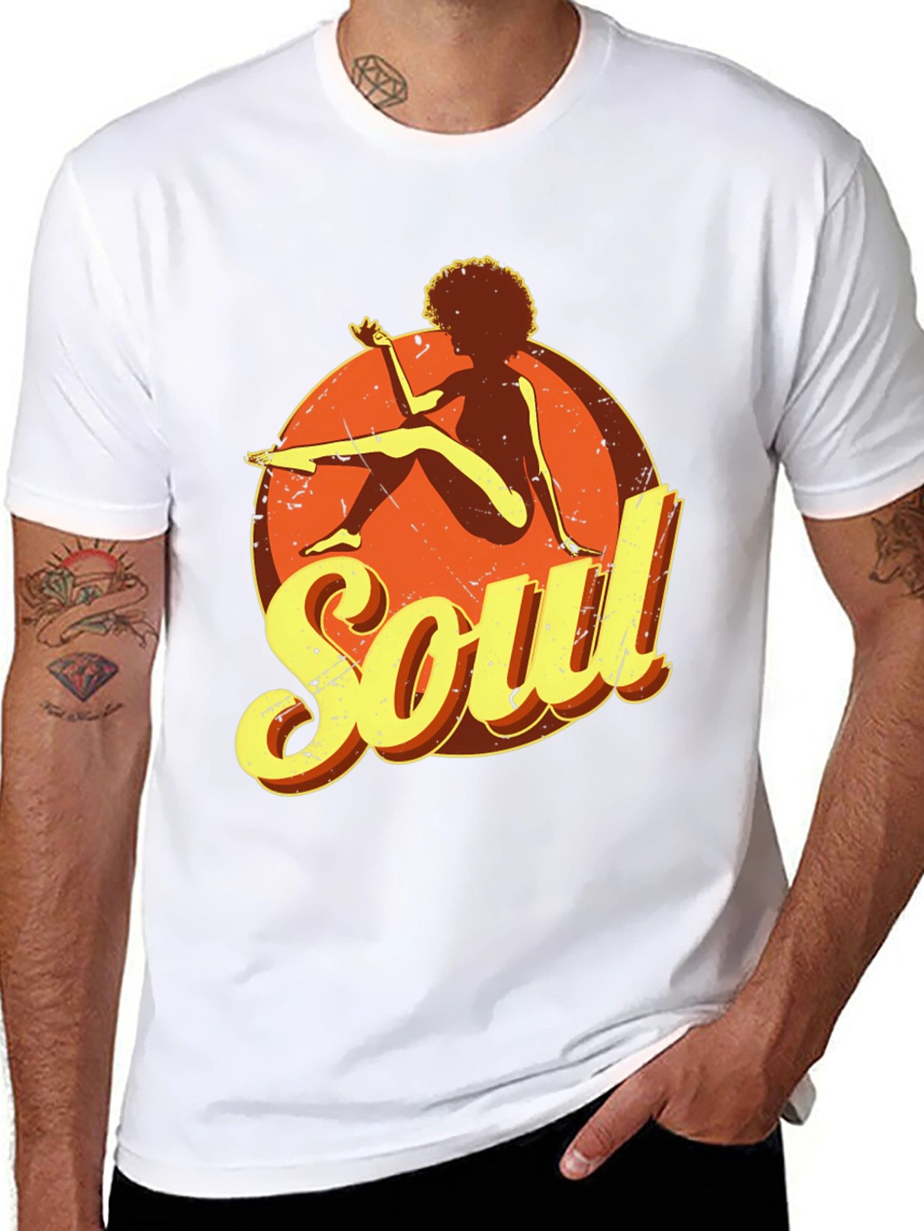 Black Retro Soul Graphic Tee - Vintage Style T-Shirt view 8
