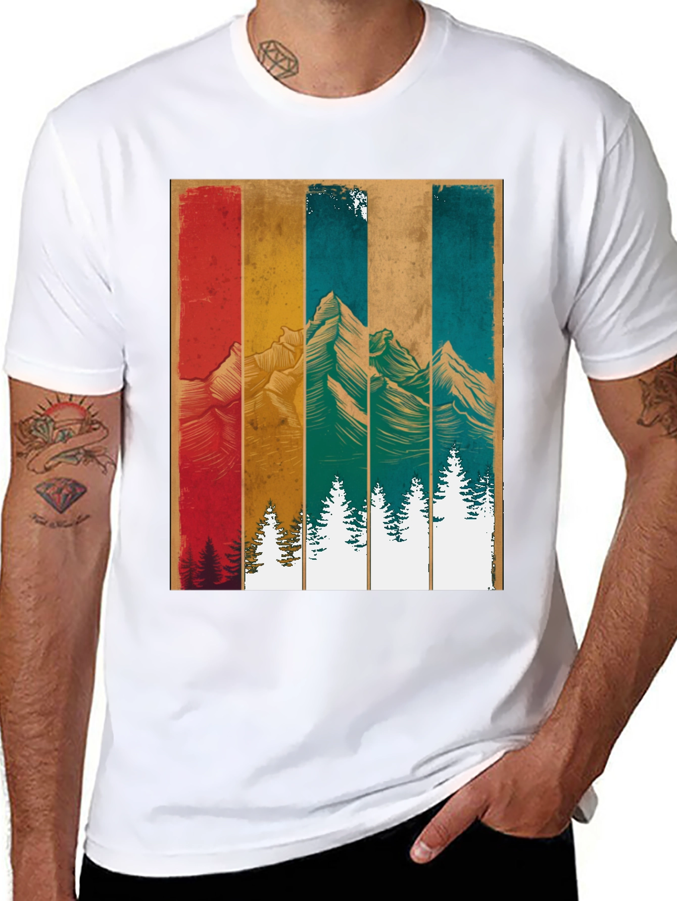 Black Retro Mountainscape Graphic Tee view 8