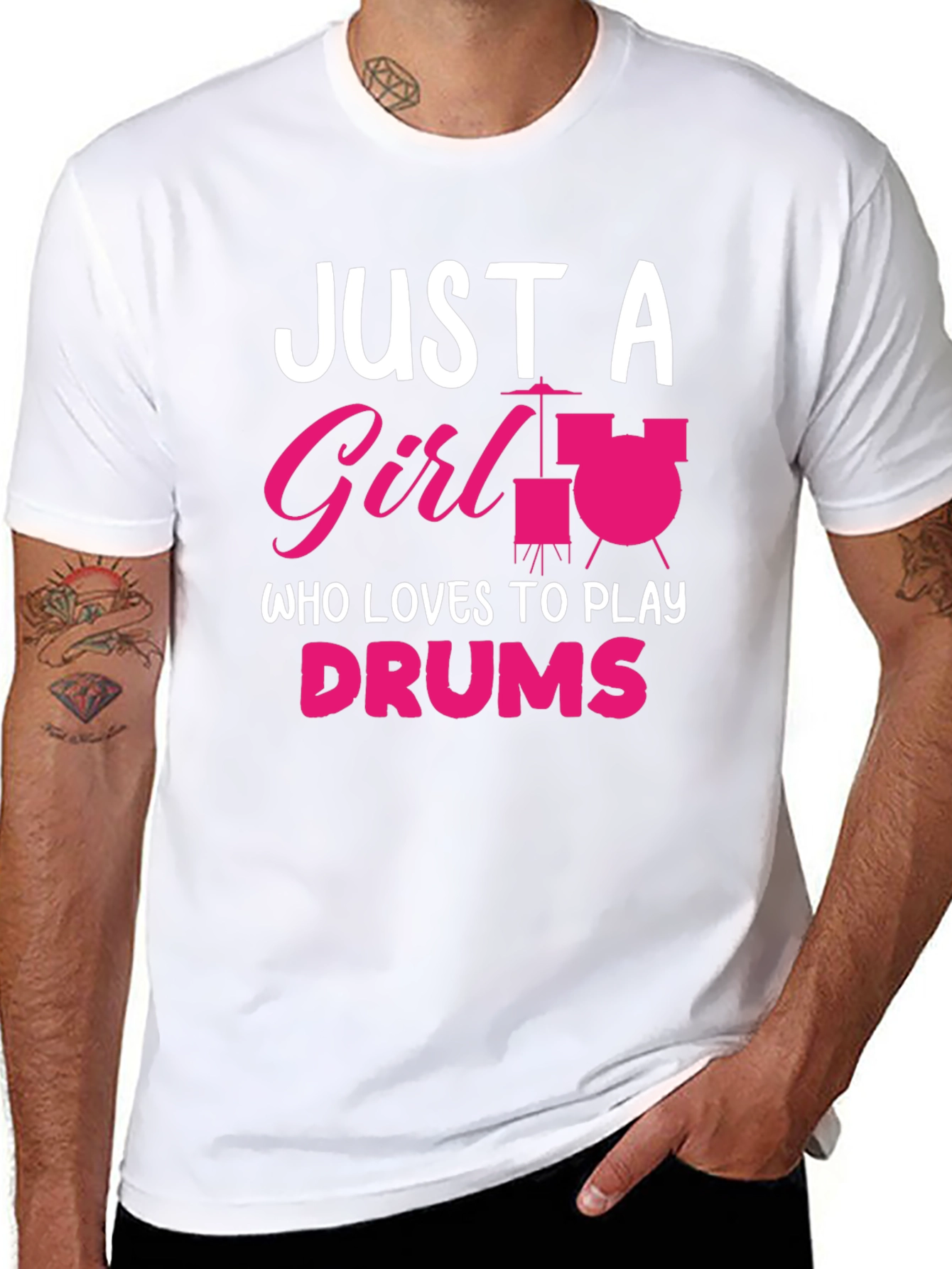 Black Just a Girl Who Loves to Play Drums T-Shirt view 8