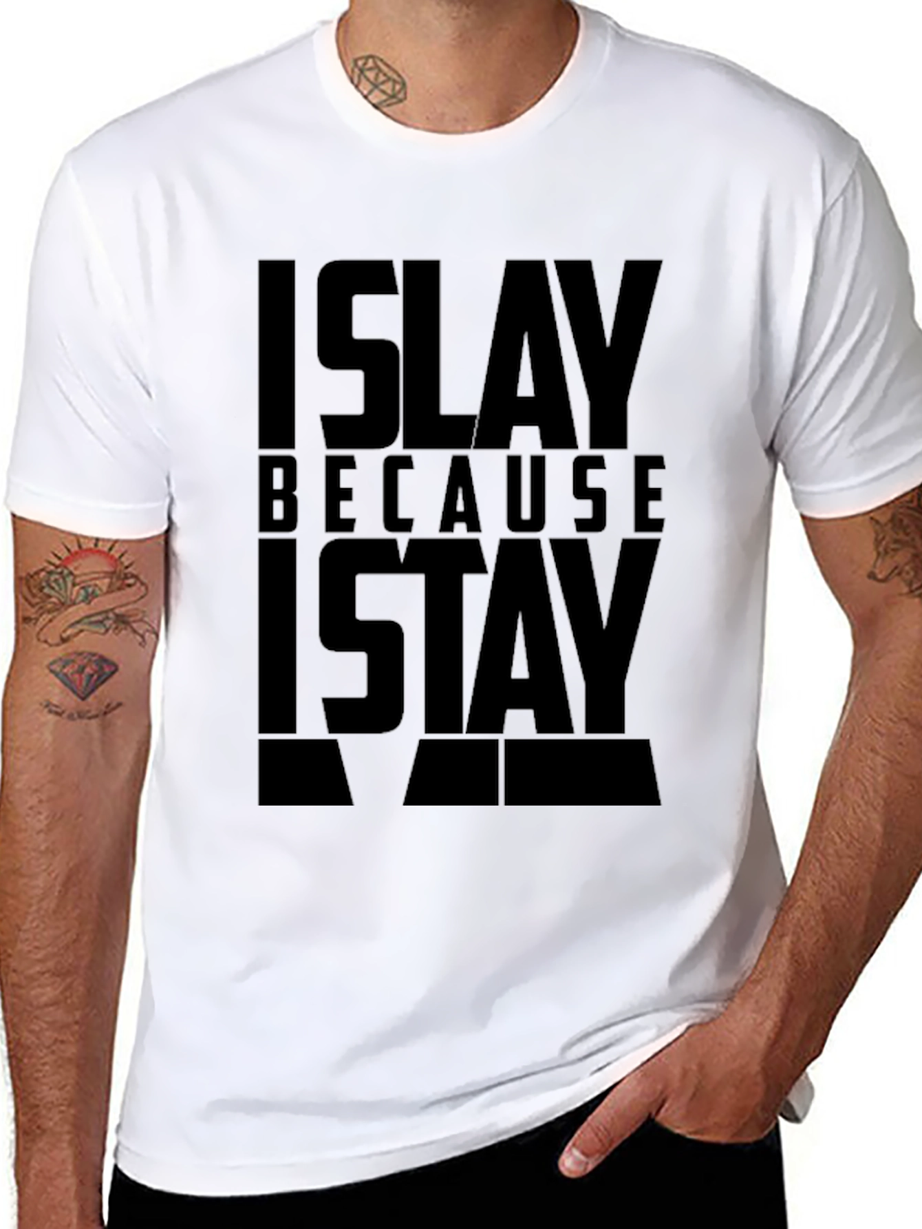 Black Islay Because I Stay Black Graphic T-Shirt view 8